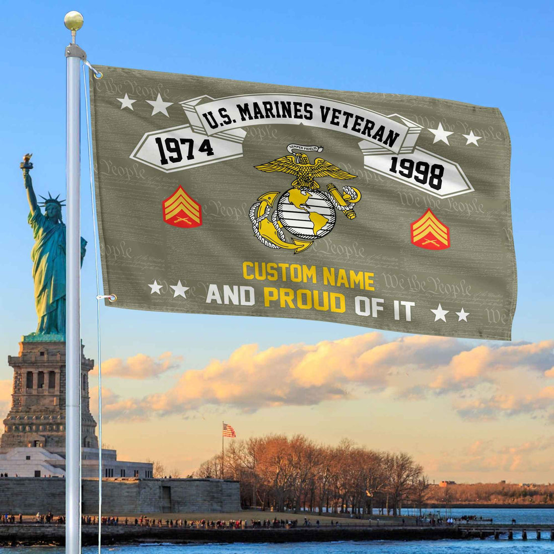 Unique Custom Name, Rank, Year USMC Grommet Flag VPVC107011, Gifts For Marine Veteran, Gifts For Dad, For Husband, Best Gifts On Father's Day, Independence Day, Veterans Day.