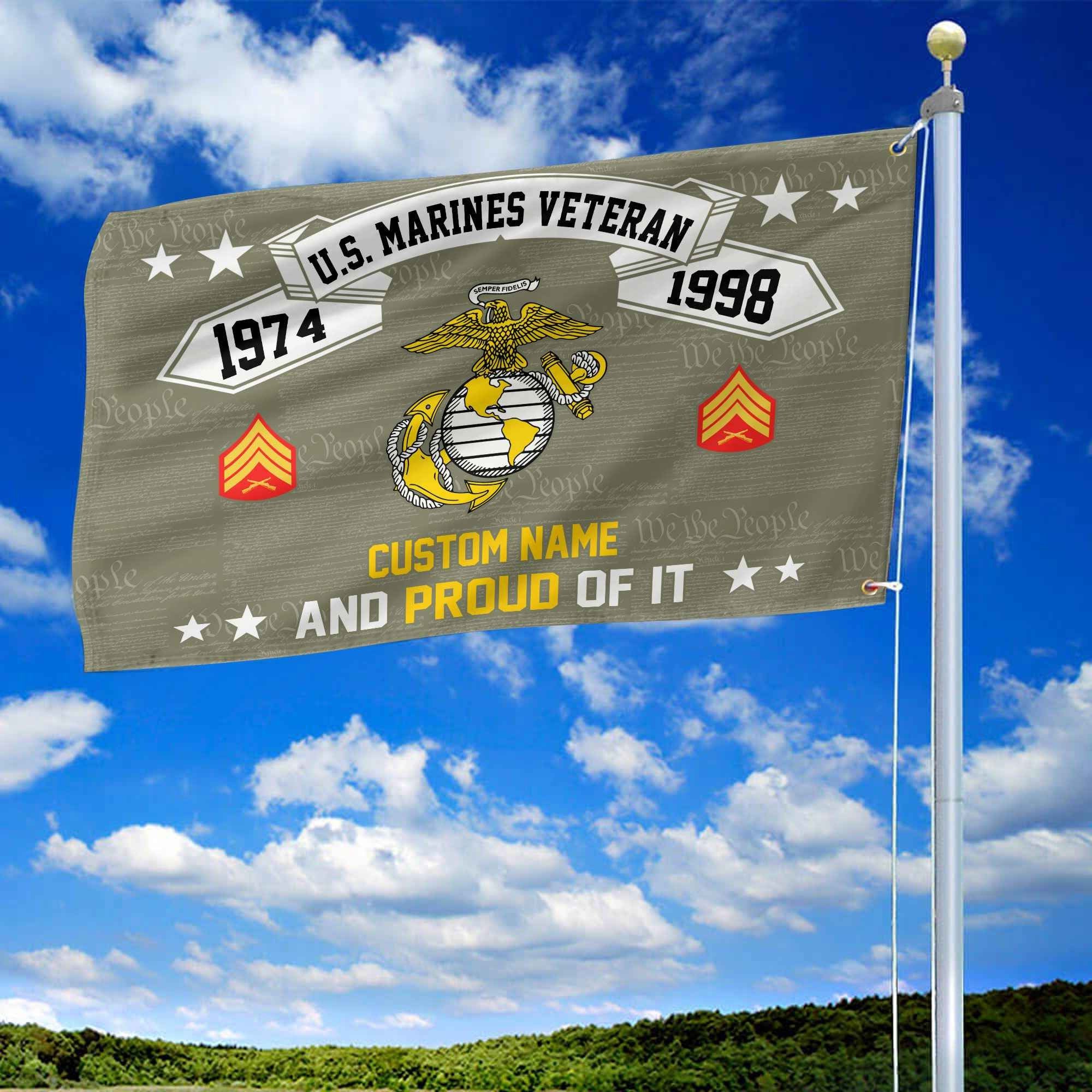 Unique Custom Name, Rank, Year USMC Grommet Flag VPVC107011, Gifts For Marine Veteran, Gifts For Dad, For Husband, Best Gifts On Father's Day, Independence Day, Veterans Day.