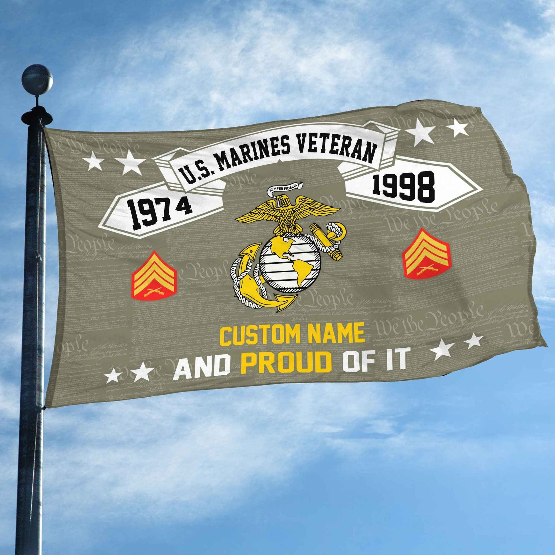 Unique Custom Name, Rank, Year USMC Grommet Flag VPVC107011, Gifts For Marine Veteran, Gifts For Dad, For Husband, Best Gifts On Father's Day, Independence Day, Veterans Day.