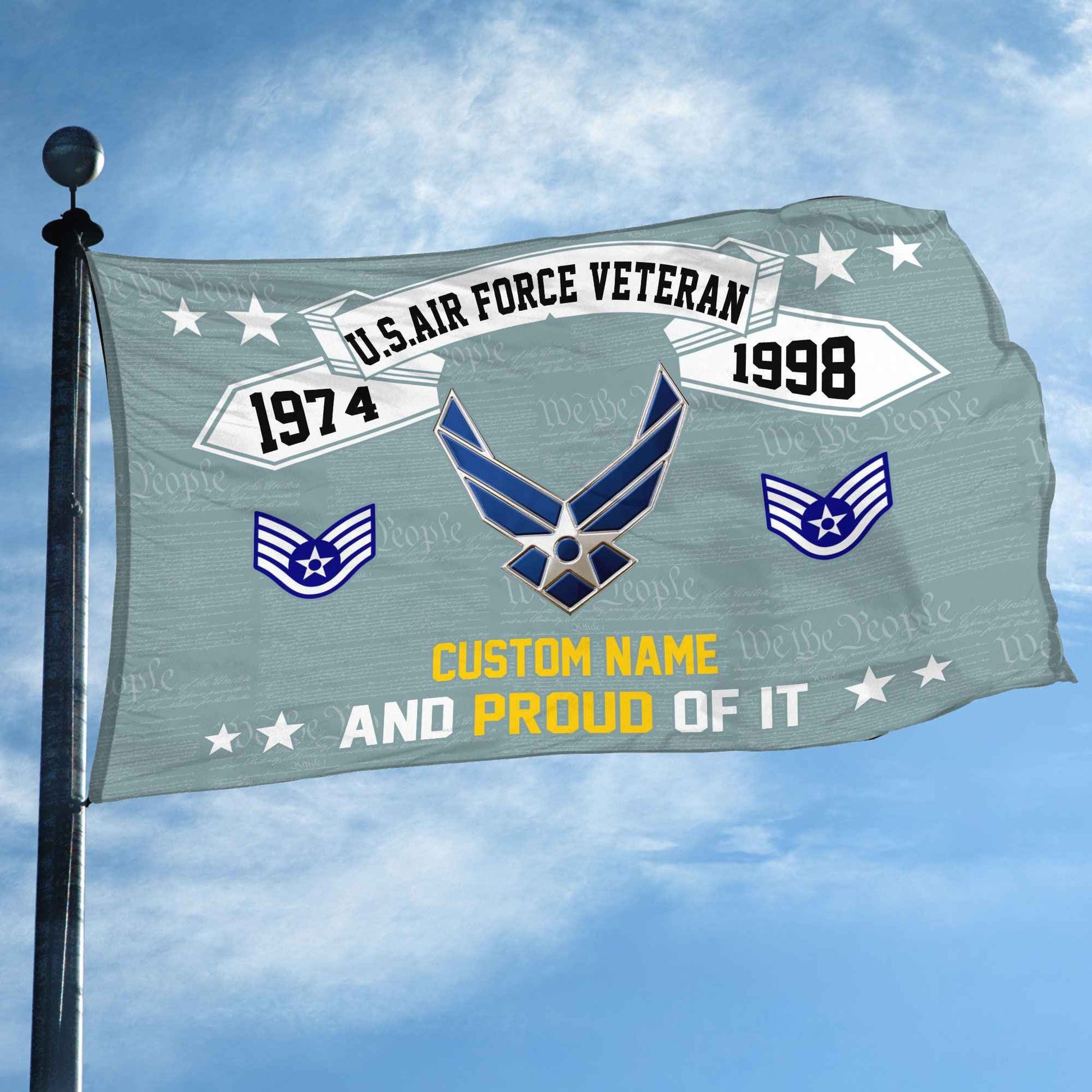 Unique Custom Name, Rank, Year USAF Grommet Flag VPVC107004, Gifts For Airforce Veteran, Gifts For Dad, For Husband, Best Gifts On Father's Day, Independence Day, Veterans Day.