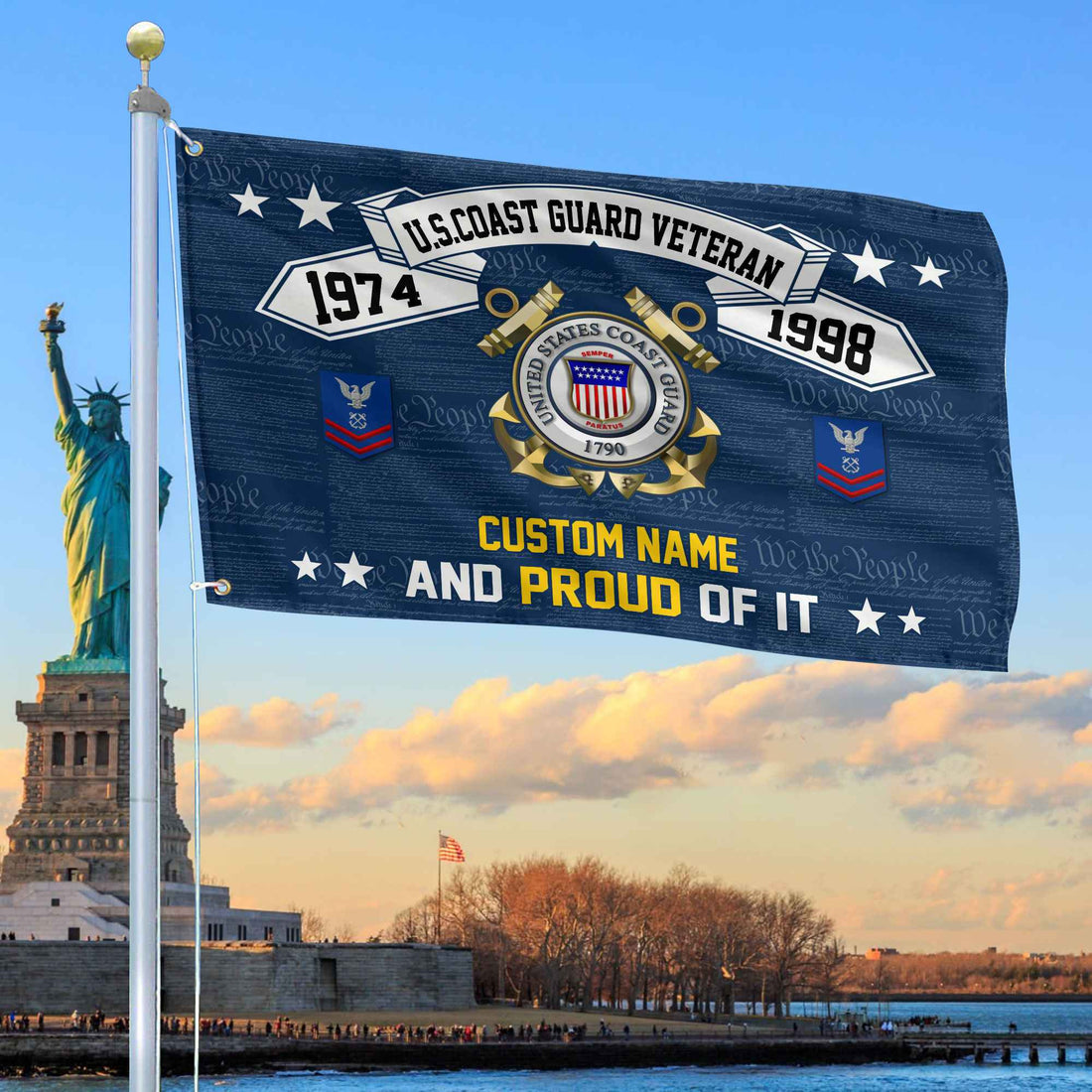 Unique Custom Name, Rank, Year USCG Grommet Flag VPVC107005, Gifts For Coast Guard Veteran, Gifts For Dad, For Husband, Best Gifts On Father's Day, Independence Day, Veterans Day.