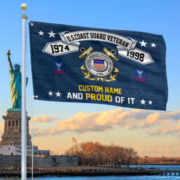 Unique Custom Name, Rank, Year USCG Grommet Flag VPVC107005, Gifts For Coast Guard Veteran, Gifts For Dad, For Husband, Best Gifts On Father's Day, Independence Day, Veterans Day.