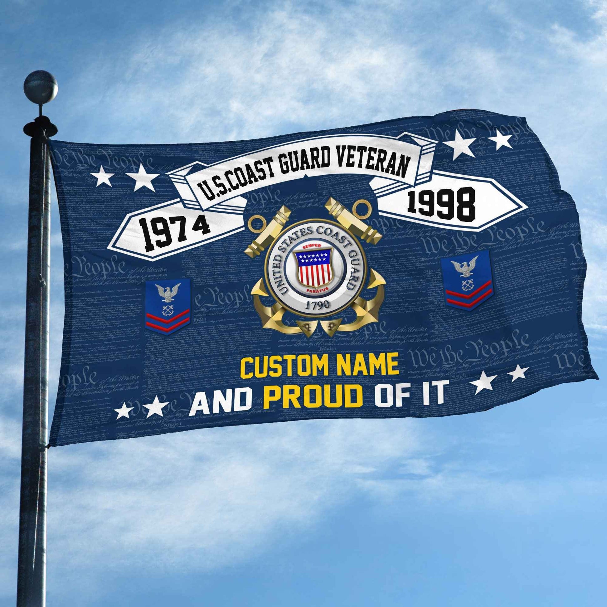 Unique Custom Name, Rank, Year USCG Grommet Flag VPVC107005, Gifts For Coast Guard Veteran, Gifts For Dad, For Husband, Best Gifts On Father's Day, Independence Day, Veterans Day.