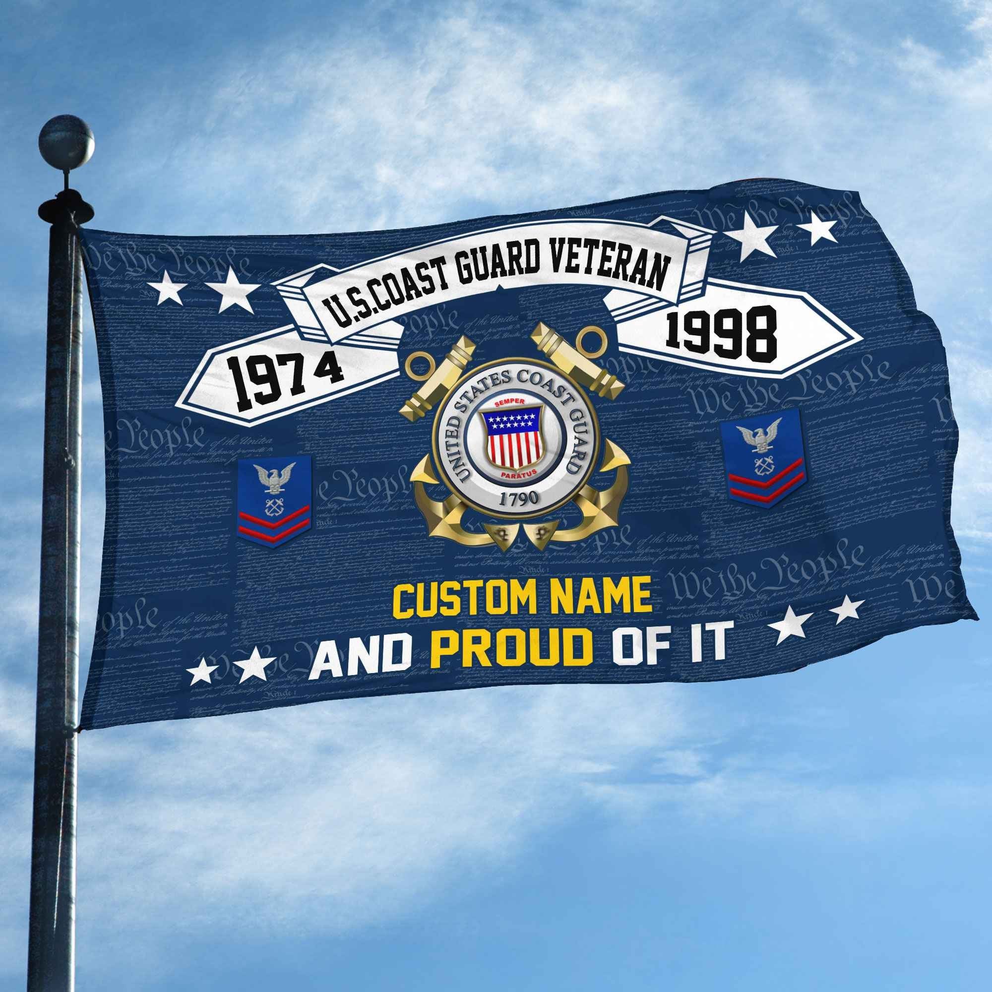 Unique Custom Name, Rank, Year USCG Grommet Flag VPVC107005, Gifts For Coast Guard Veteran, Gifts For Dad, For Husband, Best Gifts On Father's Day, Independence Day, Veterans Day.
