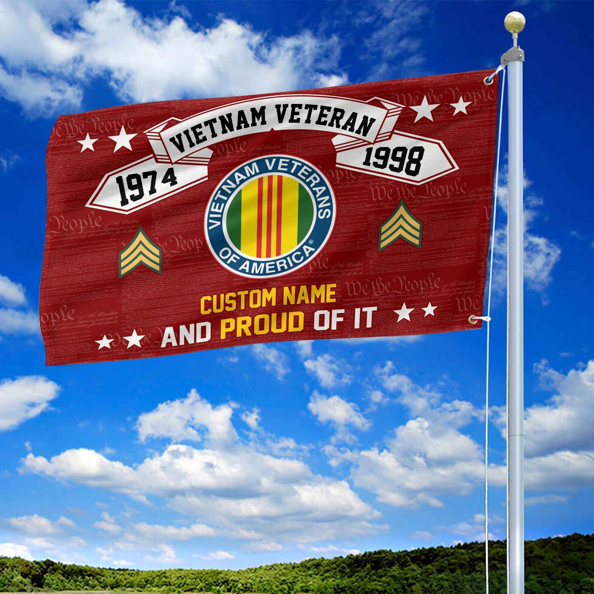 Unique Custom Name, Rank, Year Vietnam Veteran Grommet Flag VPVC107006, Gifts For Vietnam Veteran, Gifts For Dad, For Husband, Best Gifts On Father's Day, Independence Day, Veterans Day.