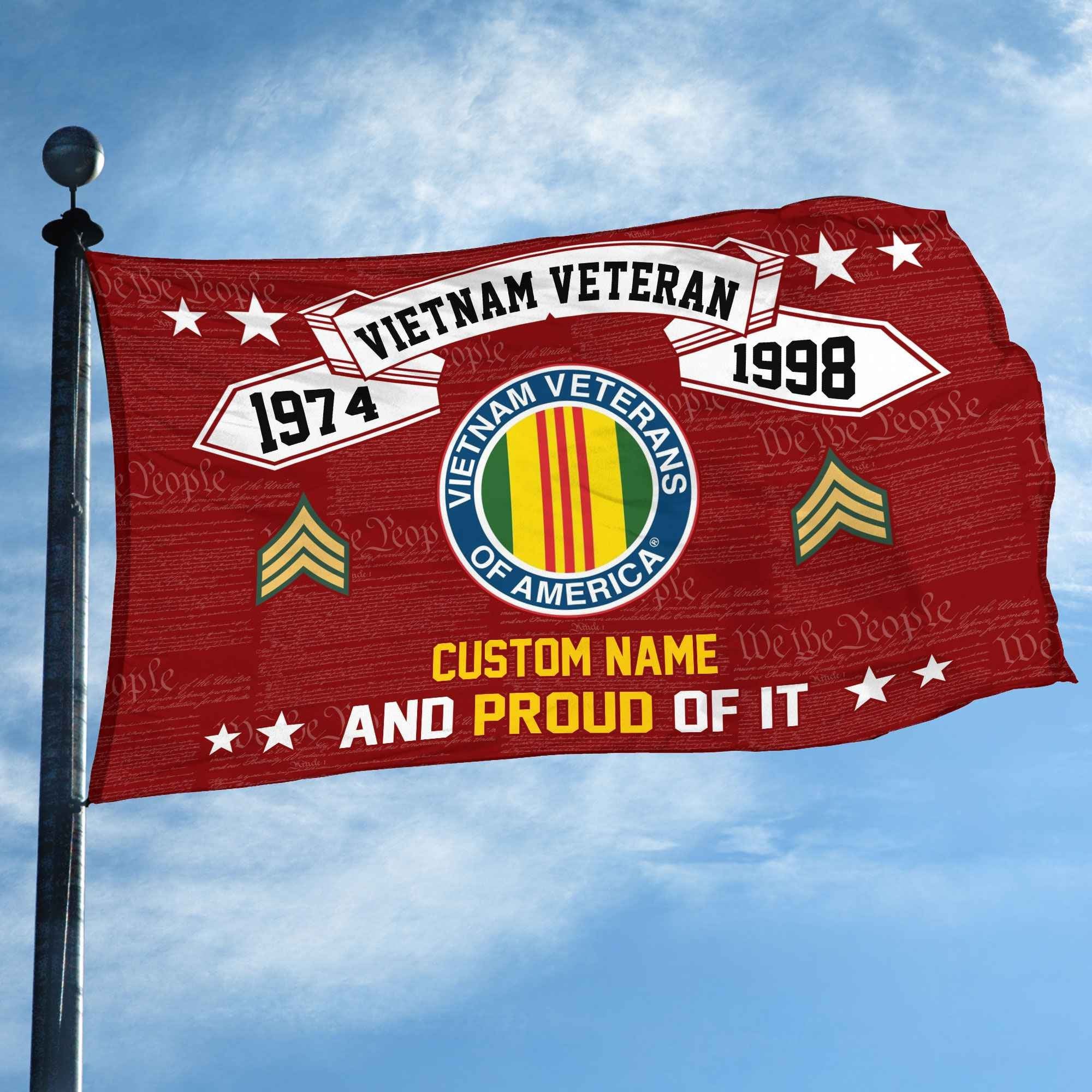 Unique Custom Name, Rank, Year Vietnam Veteran Grommet Flag VPVC107006, Gifts For Vietnam Veteran, Gifts For Dad, For Husband, Best Gifts On Father's Day, Independence Day, Veterans Day.