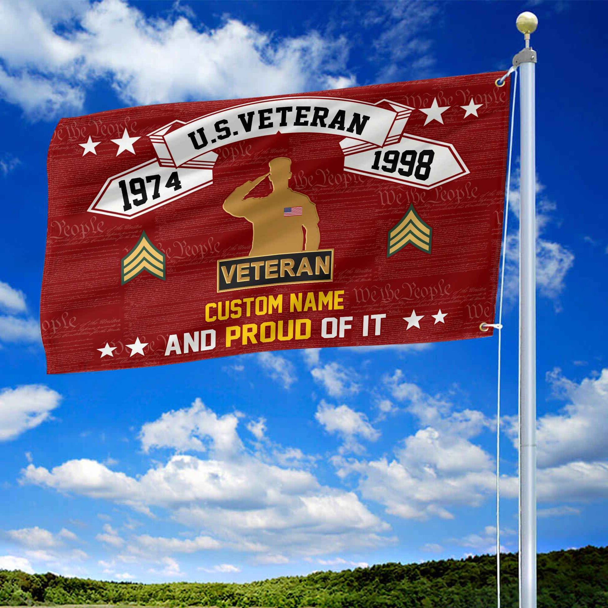 Unique Custom Name, Rank, Year US Veteran Grommet Flag VPVC107007, Gifts For US Veteran, Gifts For Dad, For Husband, Best Gifts On Father's Day, Independence Day, Veterans Day.