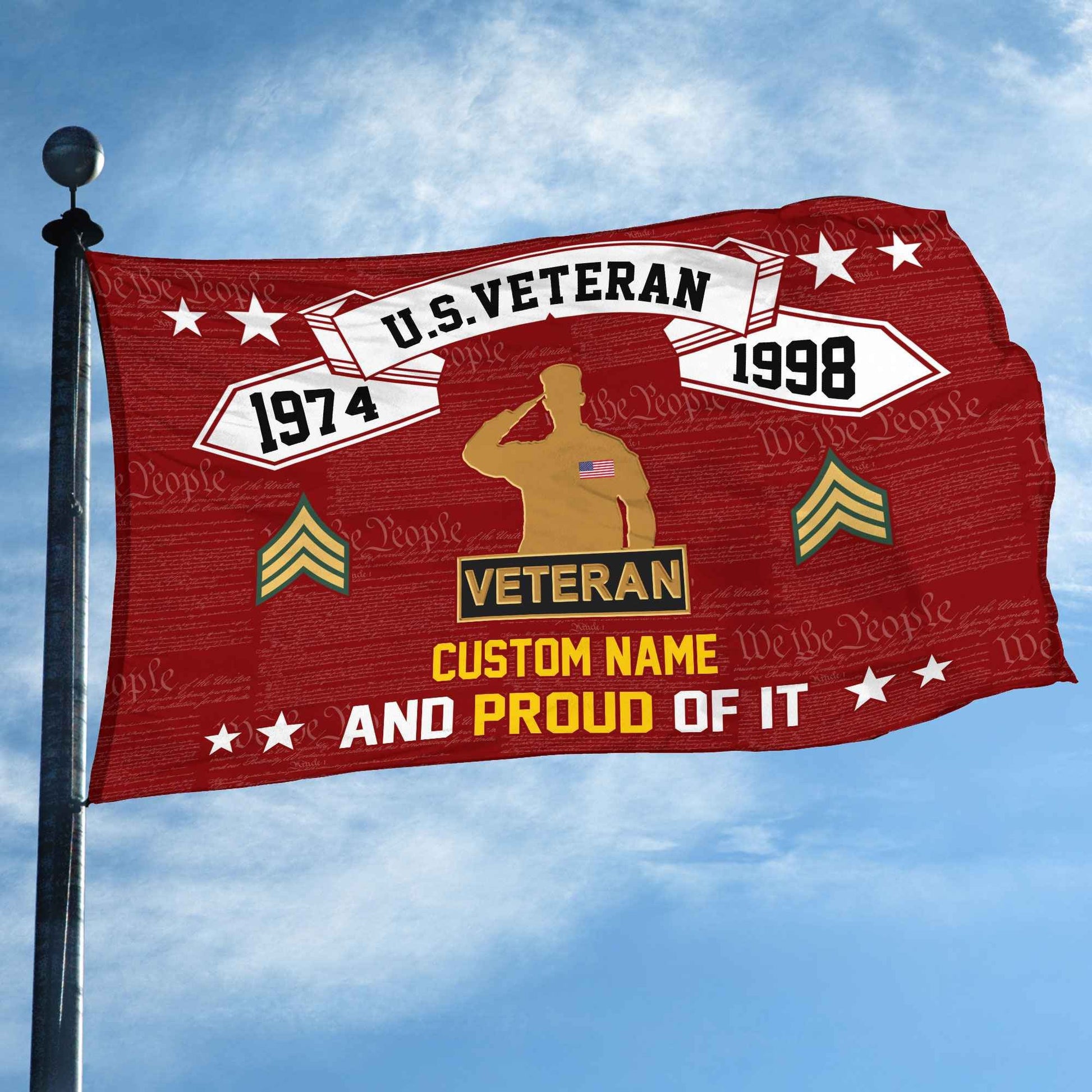 Unique Custom Name, Rank, Year US Veteran Grommet Flag VPVC107007, Gifts For US Veteran, Gifts For Dad, For Husband, Best Gifts On Father's Day, Independence Day, Veterans Day.
