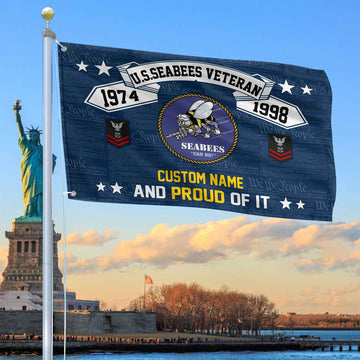 Unique Custom Name, Rank, Year US Seabees Grommet Flag VPVC107009, Gifts For Seabees Veteran, Gifts For Dad, For Husband, Best Gifts On Father's Day, Independence Day, Veterans Day.