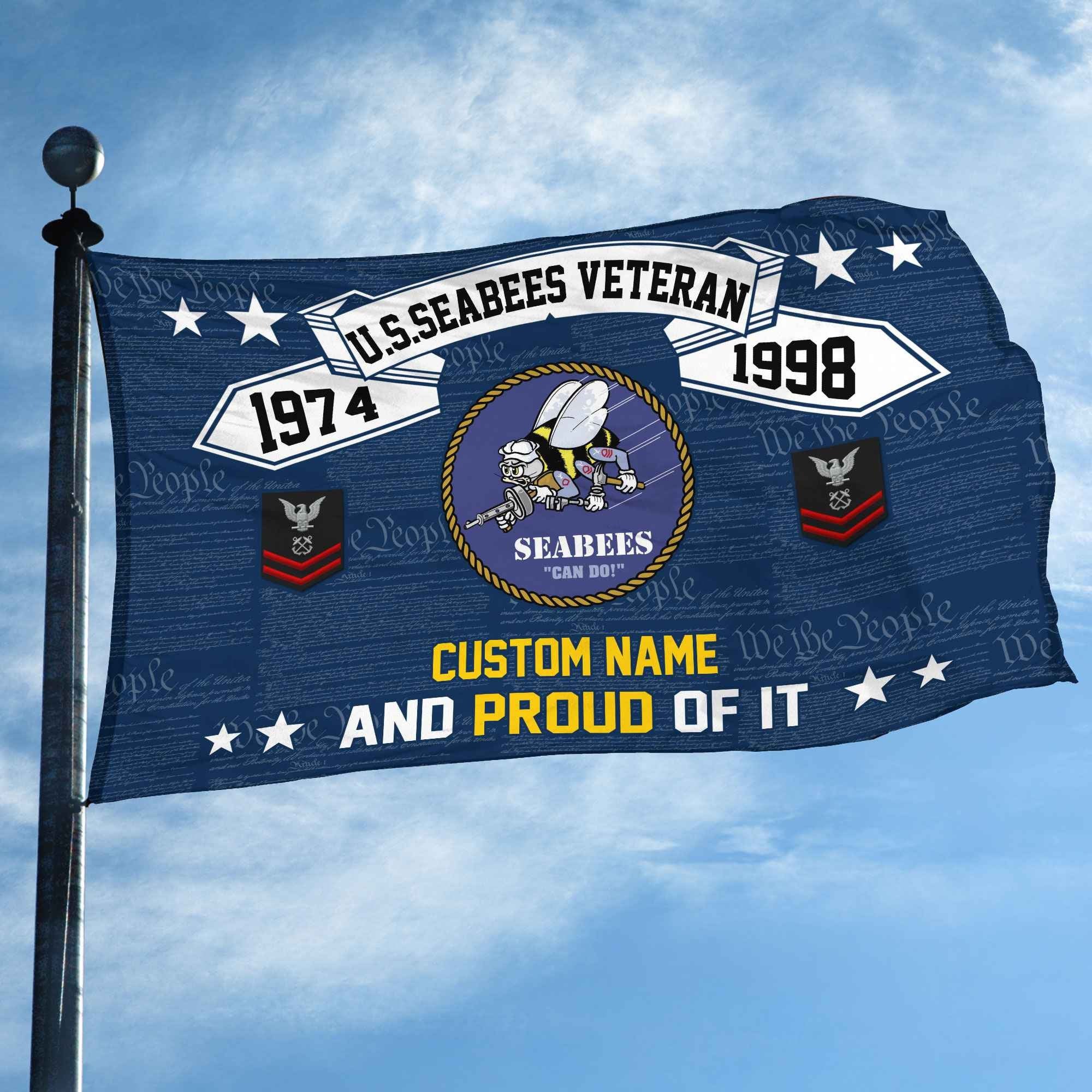 Unique Custom Name, Rank, Year US Seabees Grommet Flag VPVC107009, Gifts For Seabees Veteran, Gifts For Dad, For Husband, Best Gifts On Father's Day, Independence Day, Veterans Day.