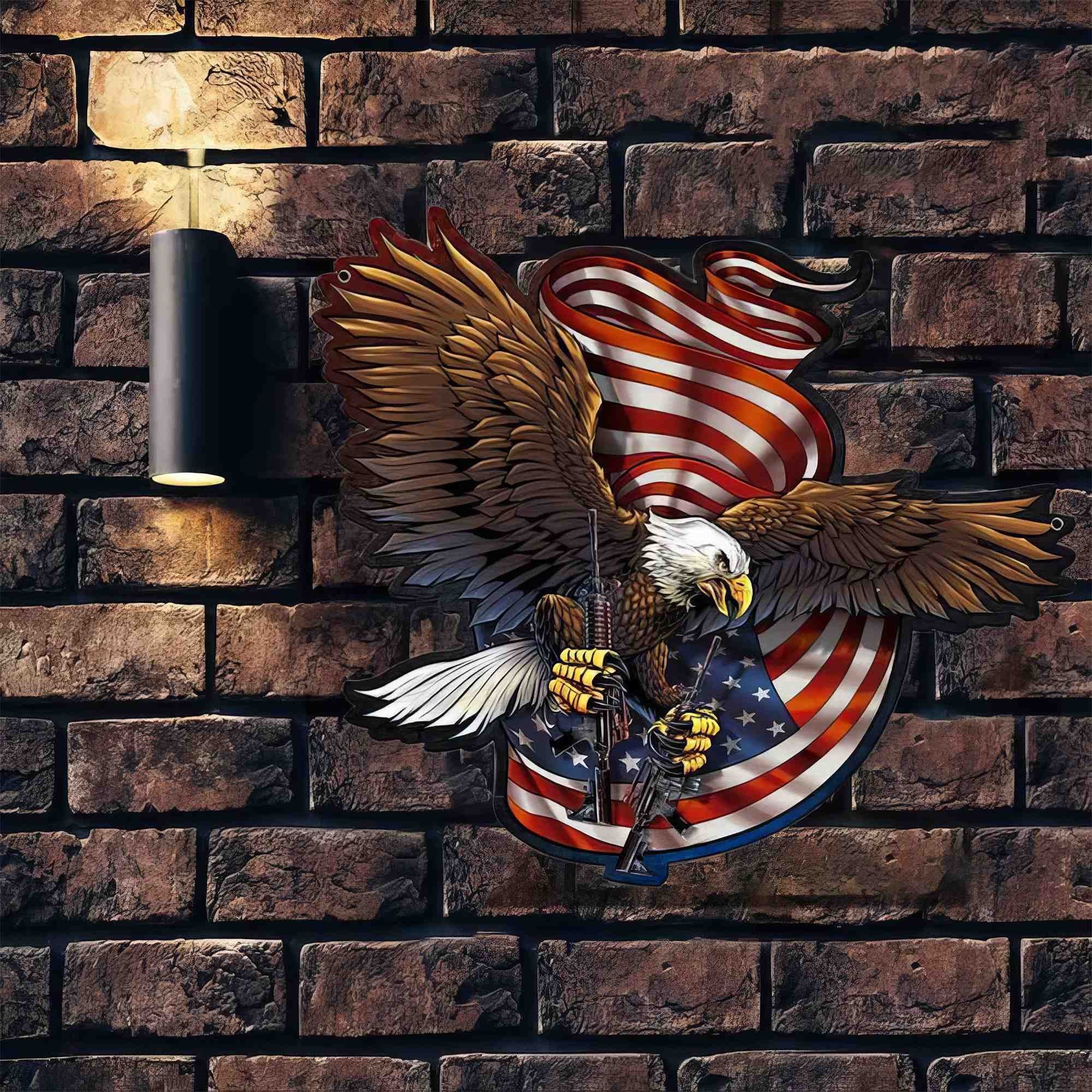 Premium Custom US Veteran Metal Signs VPVC901057, Gifts For US Veteran, Defender Eagle Sign Independence Day Veteran Day Home Decor Gift for Patriot