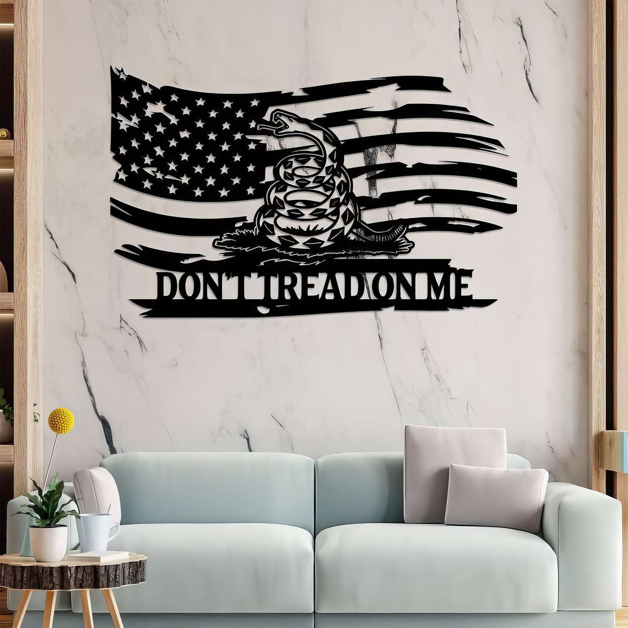 Premium Custom US Veteran Metal Signs VPVC901058, Gifts For US Veteran, Don’t Tread On Me American Flag Sign Independence Day Veteran Day Patriotic Decor