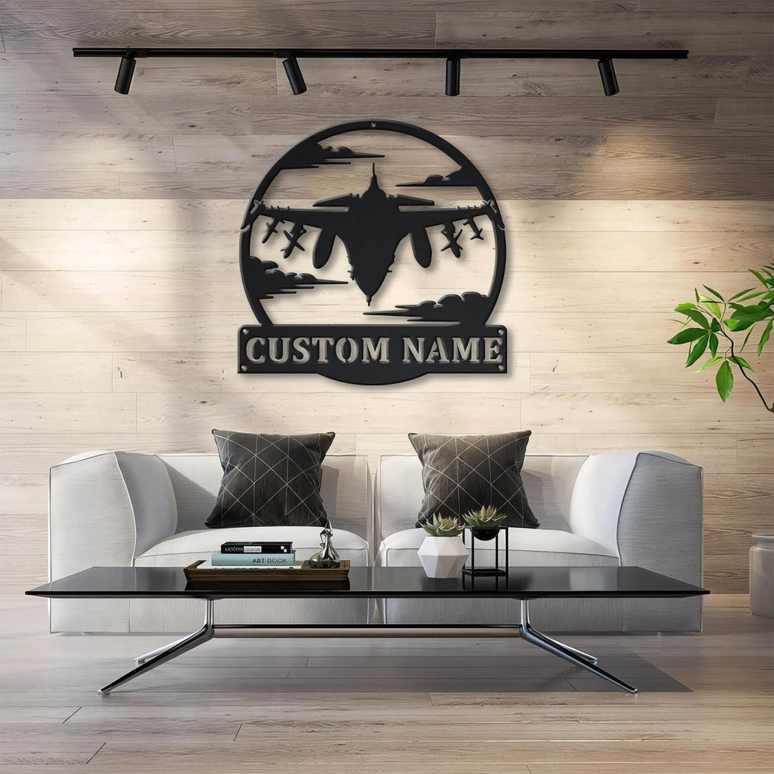 Premium Custom US Veteran Metal Signs VPVC901075, Gifts For US Veterans, Fighter Aircraft Sign Aircraft Hangar Pilot Name Sign Airforce Patriotic Decor Gift