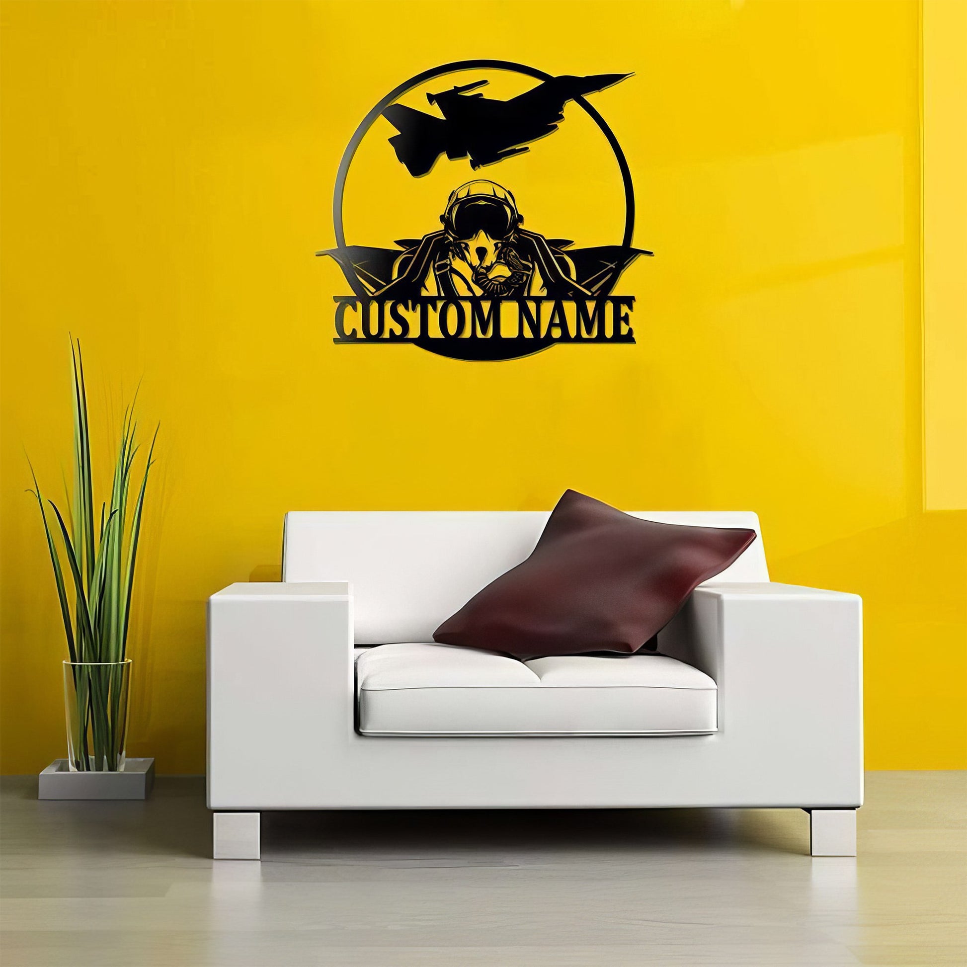 Premium Custom US Veteran Metal Signs VPVC901077, Gifts For US Veterans, Fighter Jet Pilot Sign Aircraft Hangar Pilot Name Sign Airforce Patriotic Decor Gift