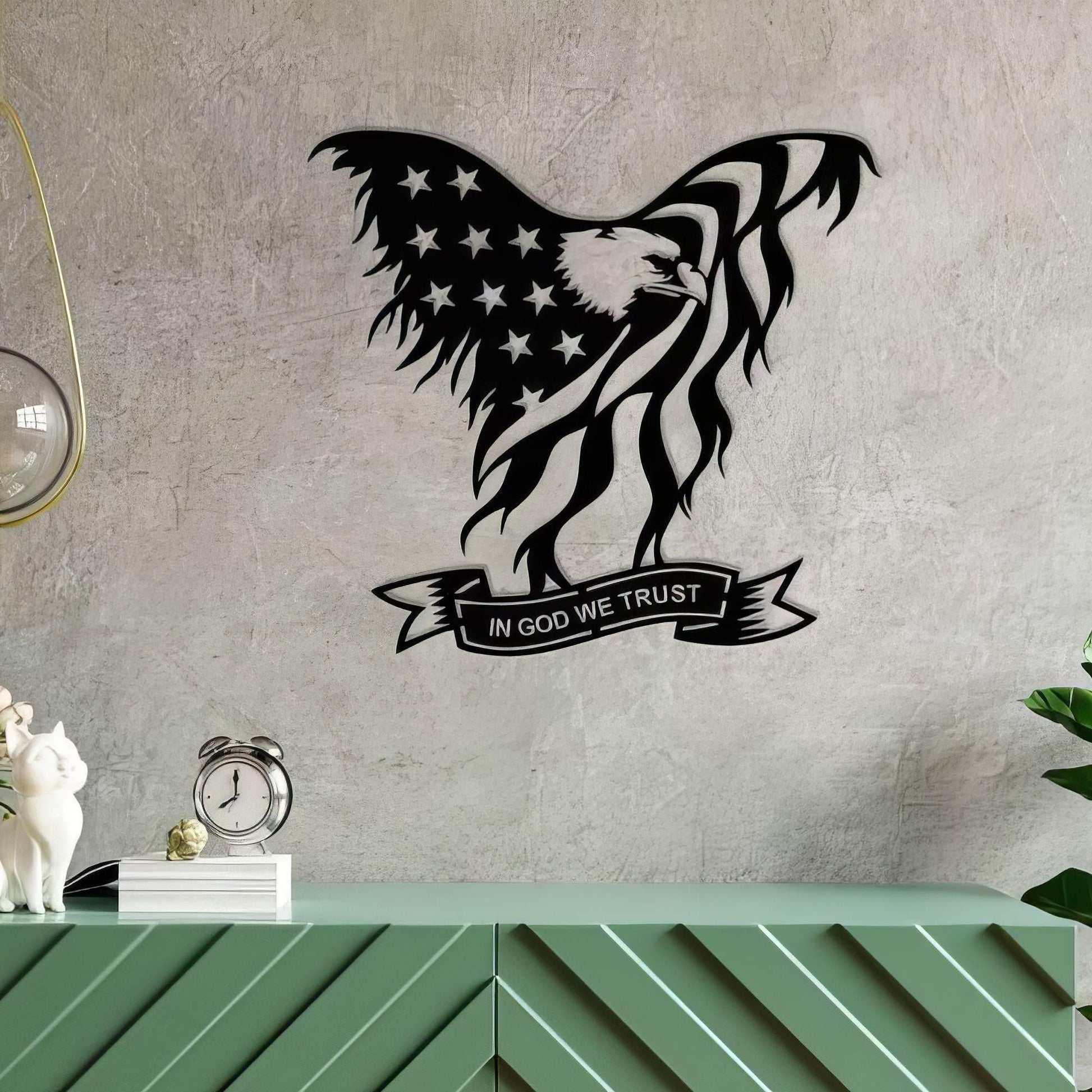 Premium Custom US Veteran Metal Signs VPVC901091, Gifts For US Veterans, In God We Trust Eagle Sign American Flag Independence Day Veteran Day Patriotic Decor