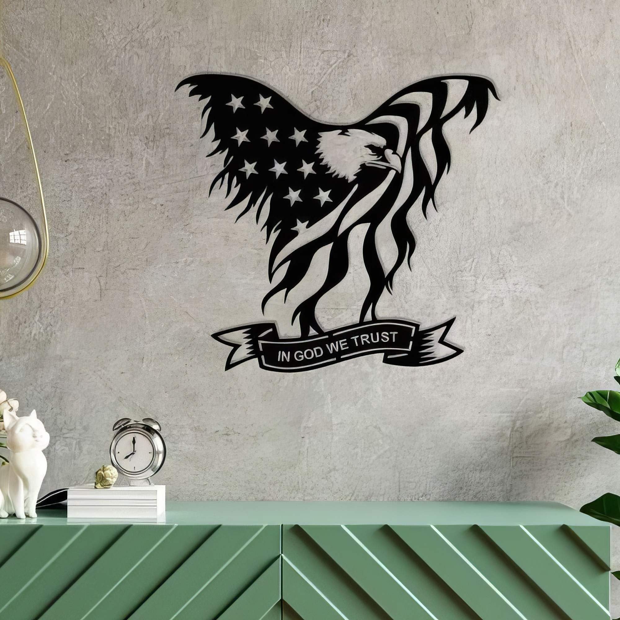 Premium Custom US Veteran Metal Signs VPVC901091, Gifts For US Veterans, In God We Trust Eagle Sign American Flag Independence Day Veteran Day Patriotic Decor