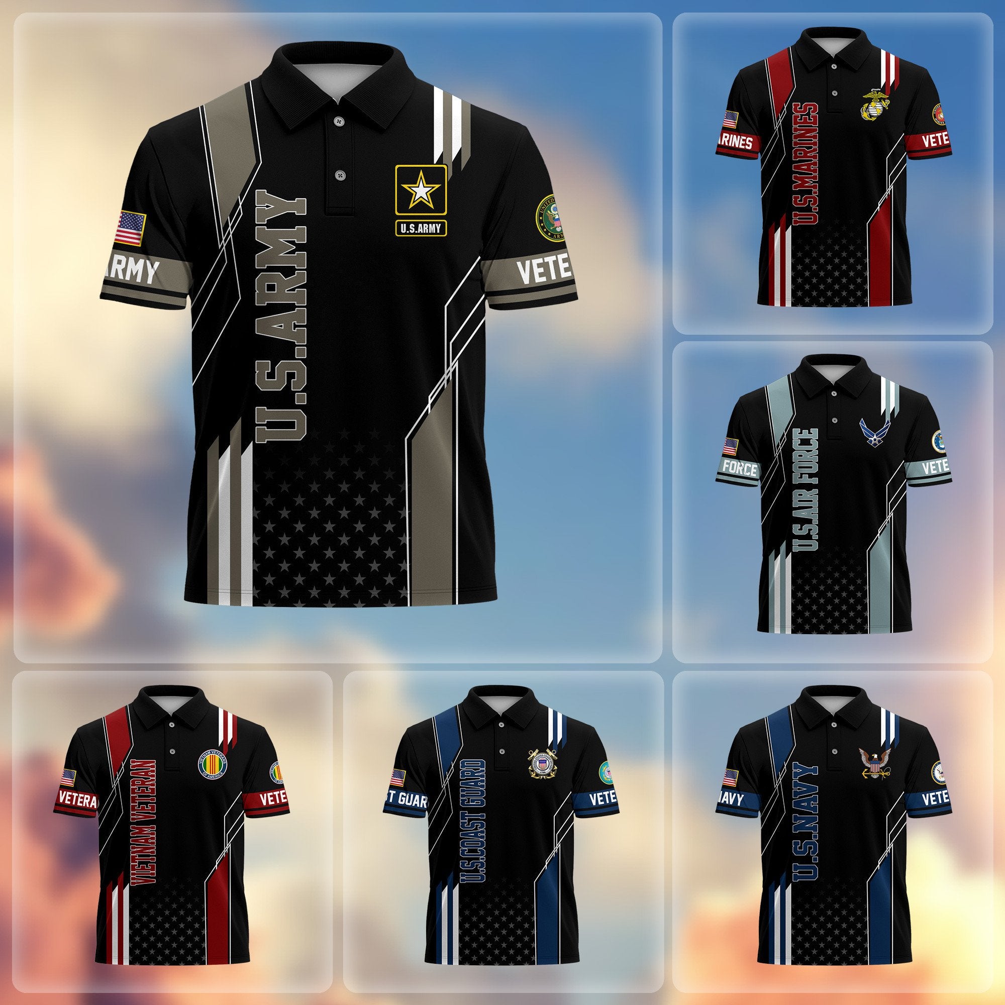 Premium US Veterans Polo Shirt BPHN100311, Gifts For US Veterans, Best Gifts On Father's Day, Armed Forces Day, Independence Day, Veterans Day.