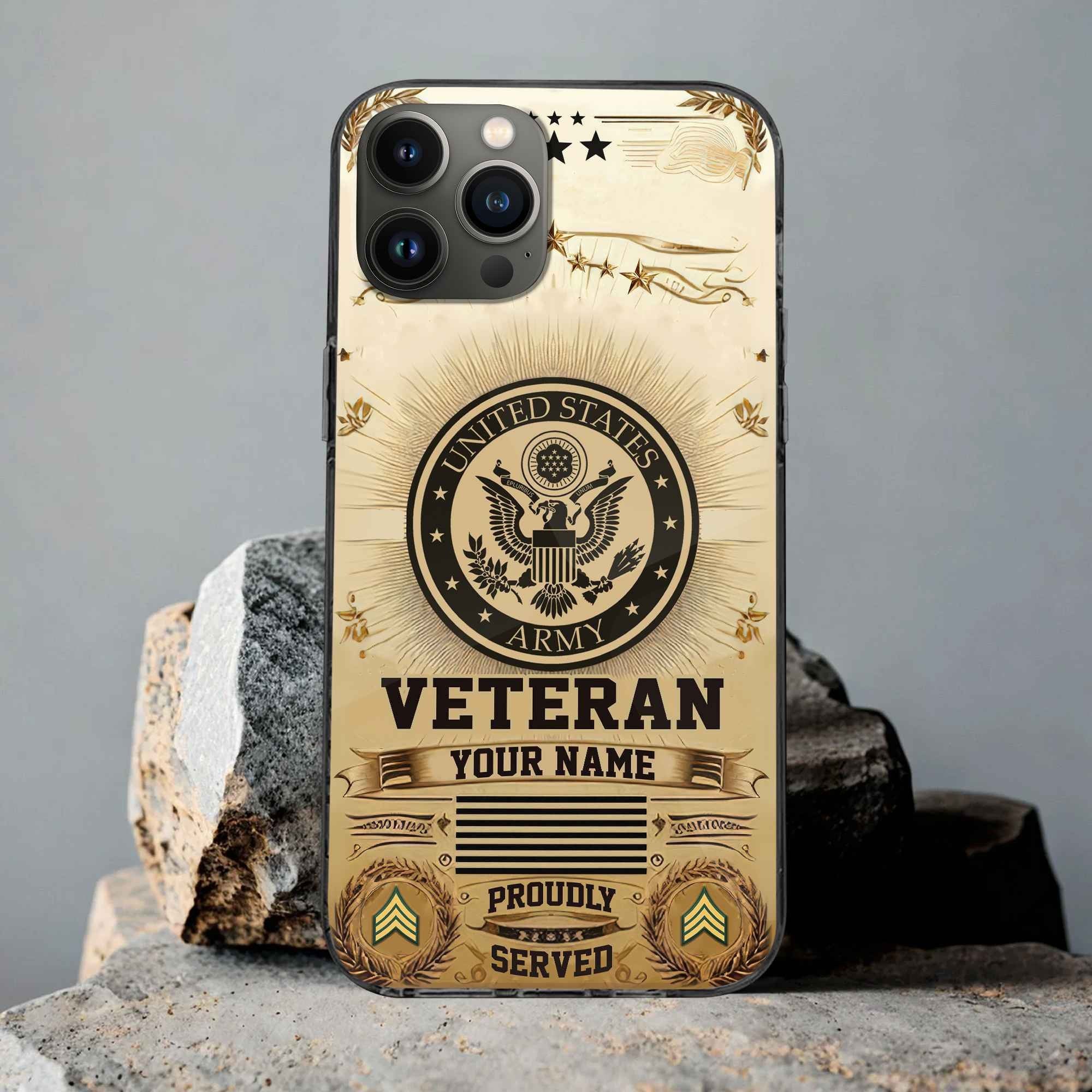 Unique Custom Name, Rank, US Army Phone Case VPVC501601, Gifts For Army Veteran, Gifts For Dad, For Husband, Best Gifts On Father's Day, Independence Day, Veterans Day.
