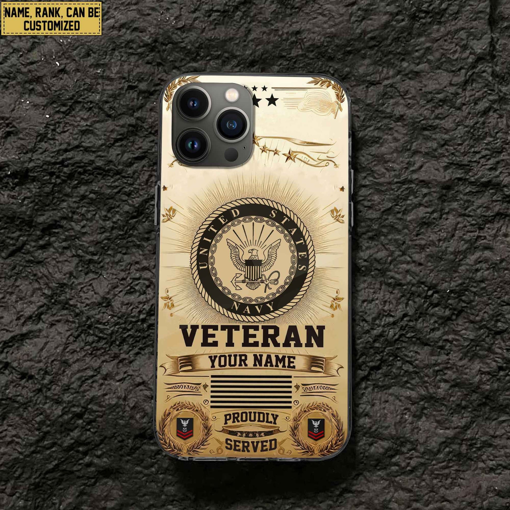 Unique Custom Name, Rank, US Navy Phone Case VPVC501602, Gifts For Navy Veteran, Gifts For Dad, For Husband, Best Gifts On Father's Day, Independence Day, Veterans Day.