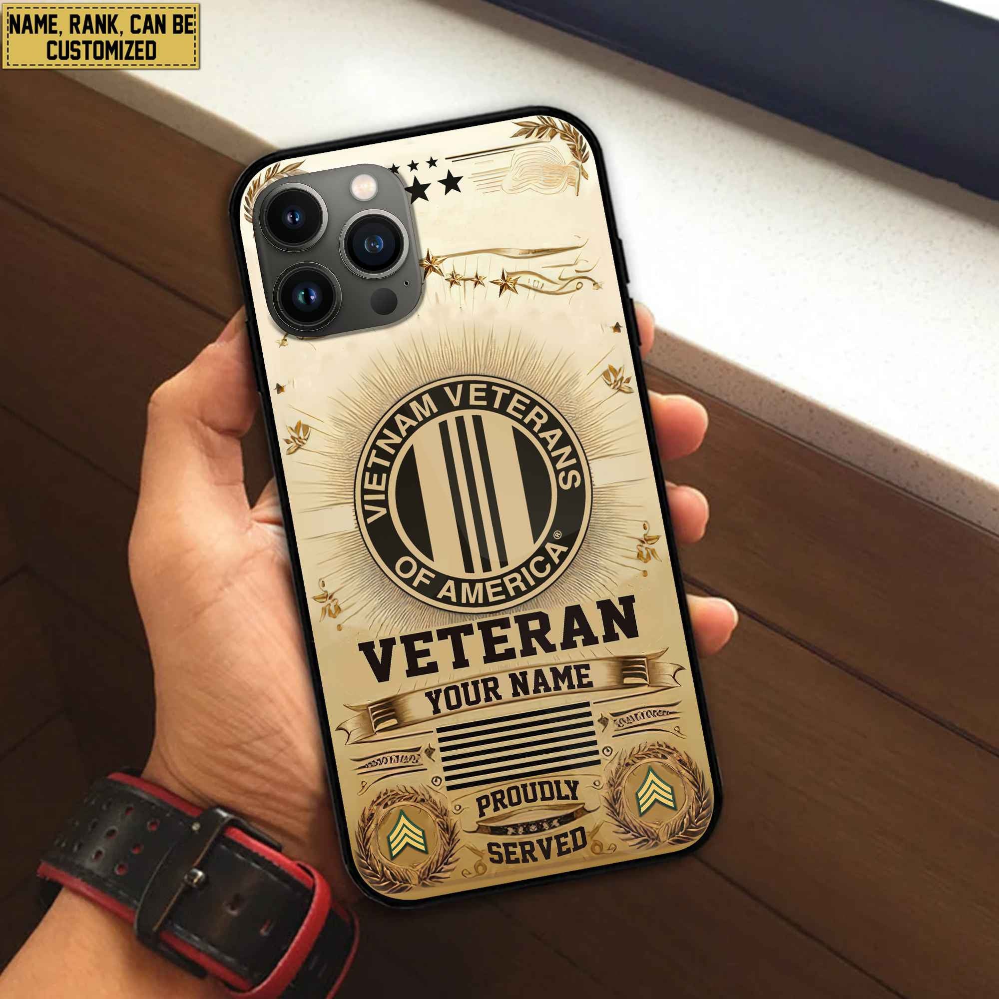 Unique Custom Name, Rank, Vietnam Veteran Phone Case VPVC501606, Gifts For Vietnam Veteran, Gifts For Dad, For Husband, Best Gifts On Father's Day, Independence Day, Veterans Day.