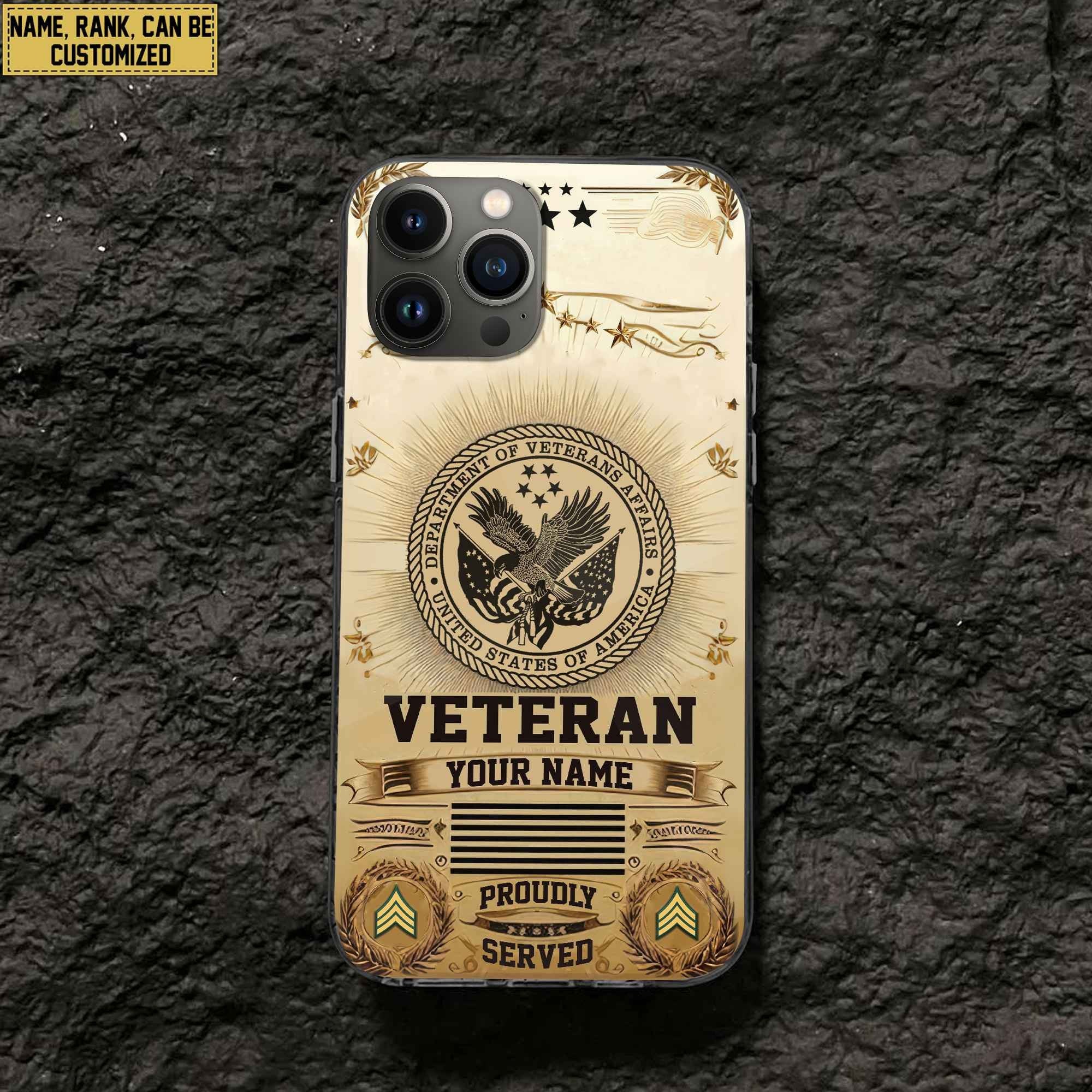 Unique Custom Name, Rank, US Veteran Phone Case VPVC501607, Gifts For US Veteran, Gifts For Dad, For Husband, Best Gifts On Father's Day, Independence Day, Veterans Day.