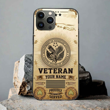 Unique Custom Name, Rank, US Veteran Phone Case VPVC501607, Gifts For US Veteran, Gifts For Dad, For Husband, Best Gifts On Father's Day, Independence Day, Veterans Day.