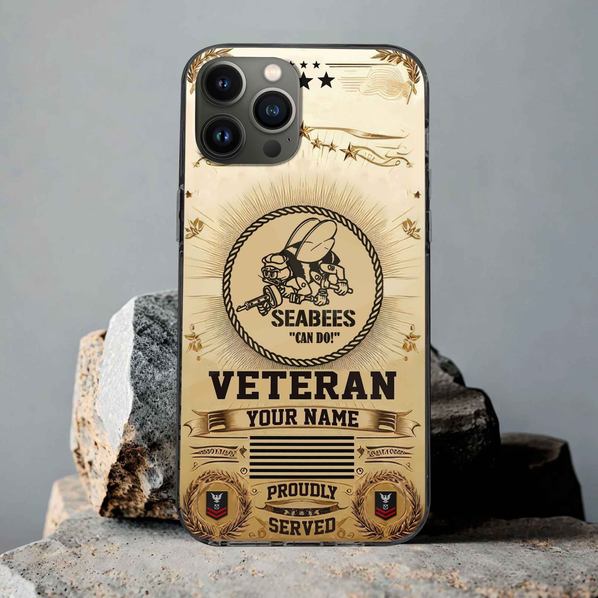 Unique Custom Name, Rank, US Seabees Phone Case VPVC501609, Gifts For Seabees Veteran, Gifts For Dad, For Husband, Best Gifts On Father's Day, Independence Day, Veterans Day.