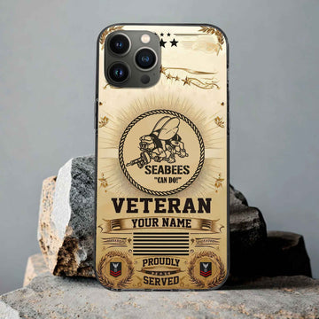Unique Custom Name, Rank, US Seabees Phone Case VPVC501609, Gifts For Seabees Veteran, Gifts For Dad, For Husband, Best Gifts On Father's Day, Independence Day, Veterans Day.