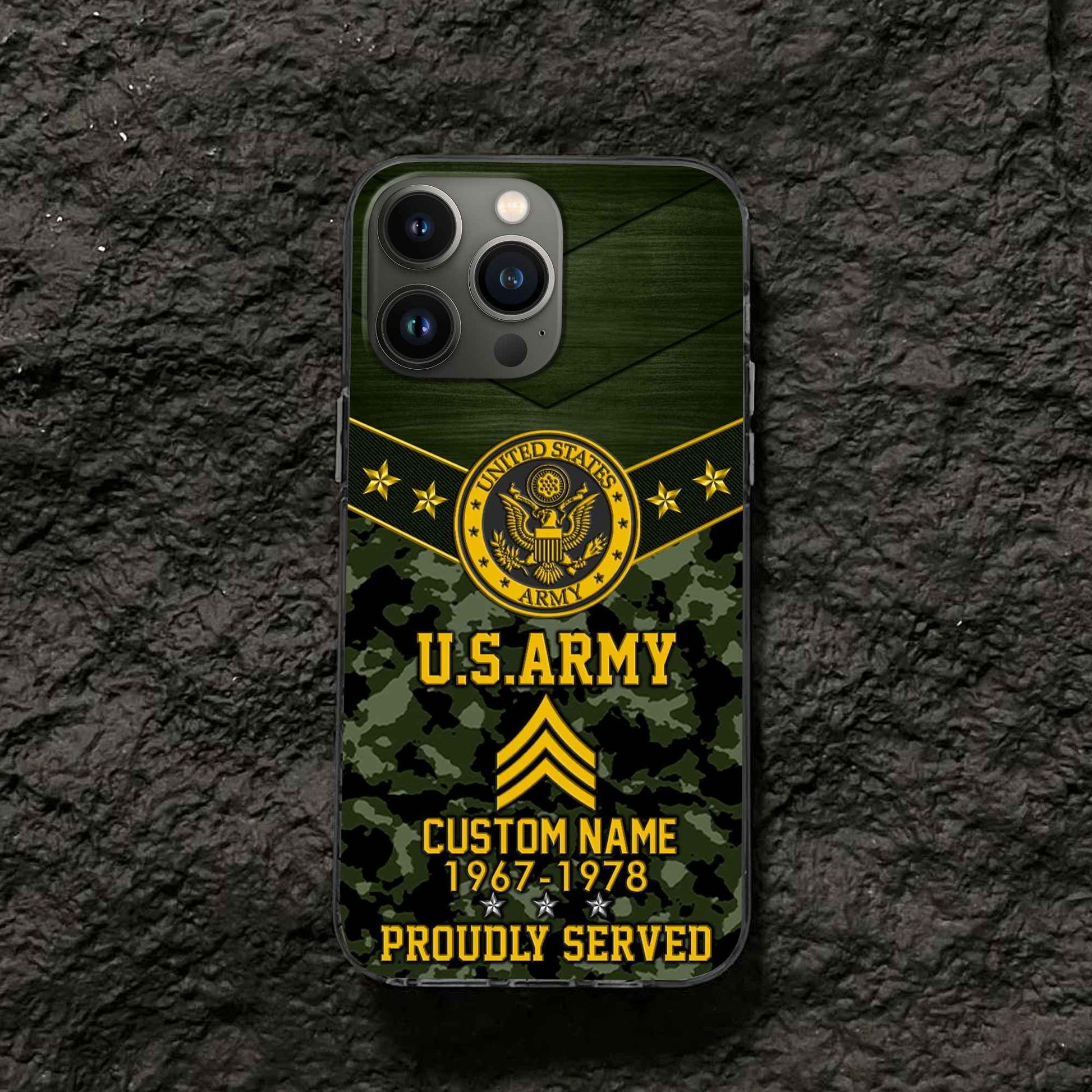 Premium US Army Phone Case VPVC501901, Custom Name, Rank, Year, Gifts For Army Veteran, Best Gifts On Father's Day, Armed Forces Day, Independence Day, Veterans Day.