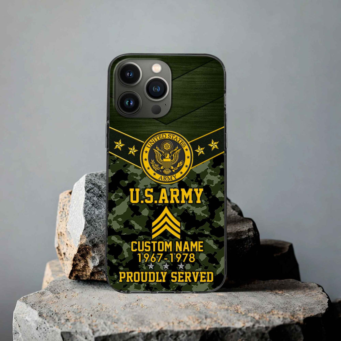 Premium US Army Phone Case VPVC501901, Custom Name, Rank, Year, Gifts For Army Veteran, Best Gifts On Father's Day, Armed Forces Day, Independence Day, Veterans Day.