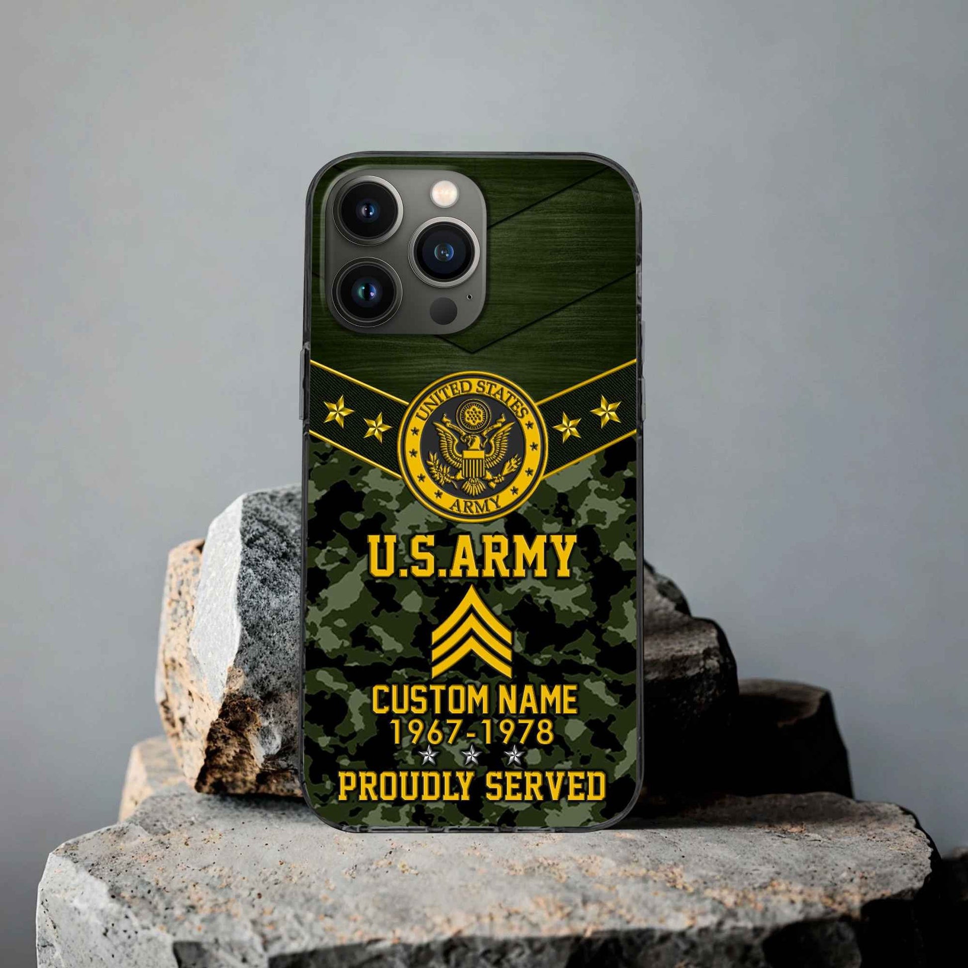 Premium US Army Phone Case VPVC501901, Custom Name, Rank, Year, Gifts For Army Veteran, Best Gifts On Father's Day, Armed Forces Day, Independence Day, Veterans Day.
