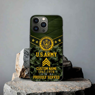 Premium US Army Phone Case VPVC501901, Custom Name, Rank, Year, Gifts For Army Veteran, Best Gifts On Father's Day, Armed Forces Day, Independence Day, Veterans Day.