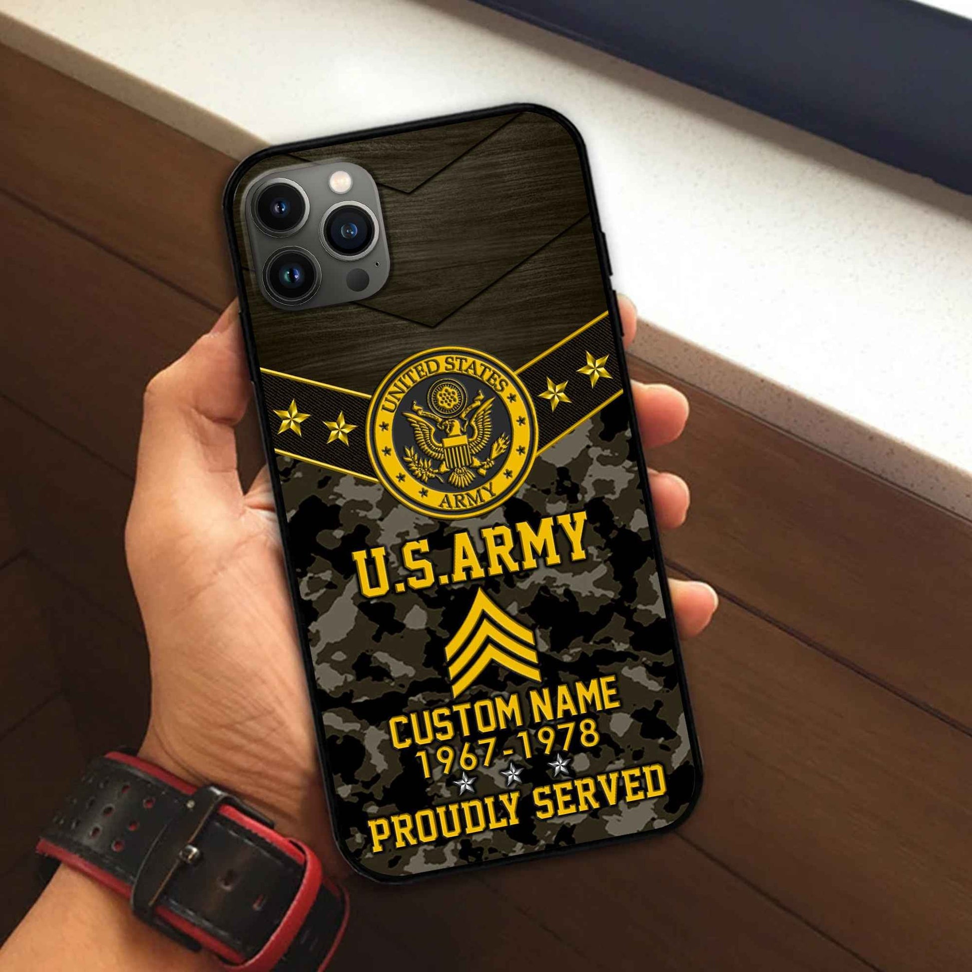 Premium US Army Phone Case VPVC501910, Custom Name, Rank, Year, Gifts For Army Veteran, Best Gifts On Father's Day, Armed Forces Day, Independence Day, Veterans Day.