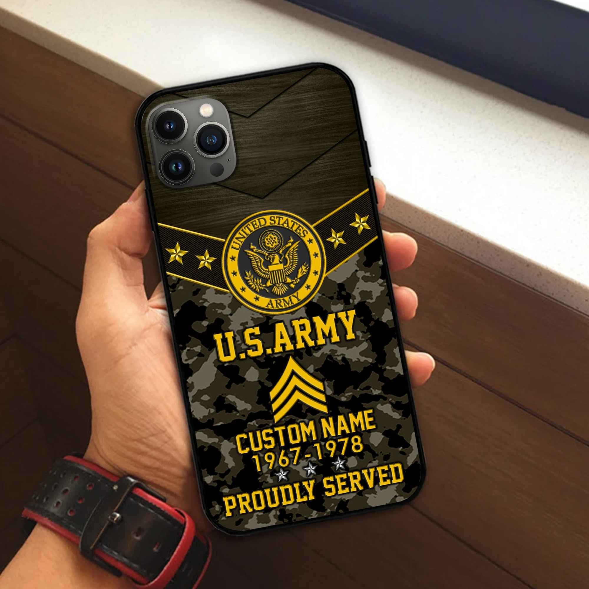 Premium US Army Phone Case VPVC501910, Custom Name, Rank, Year, Gifts For Army Veteran, Best Gifts On Father's Day, Armed Forces Day, Independence Day, Veterans Day.