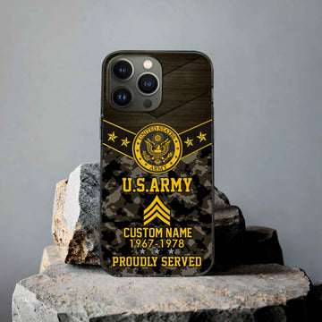 Premium US Army Phone Case VPVC501910, Custom Name, Rank, Year, Gifts For Army Veteran, Best Gifts On Father's Day, Armed Forces Day, Independence Day, Veterans Day.
