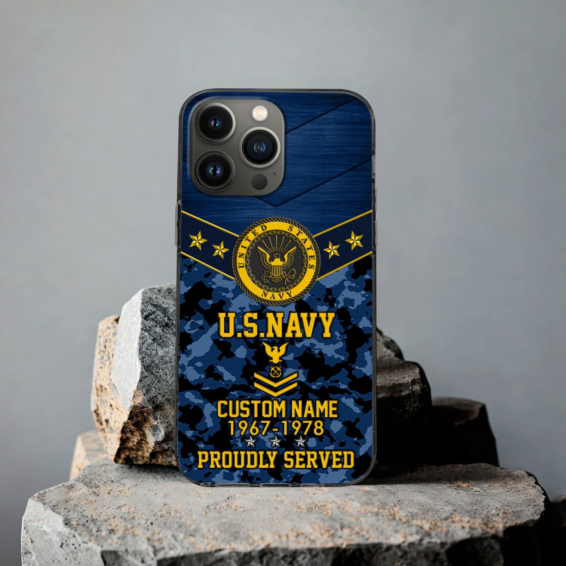 Premium US Navy Phone Case VPVC501902, Custom Name, Rank, Year, Gifts For Navy Veteran, Best Gifts On Father's Day, Armed Forces Day, Independence Day, Veterans Day.