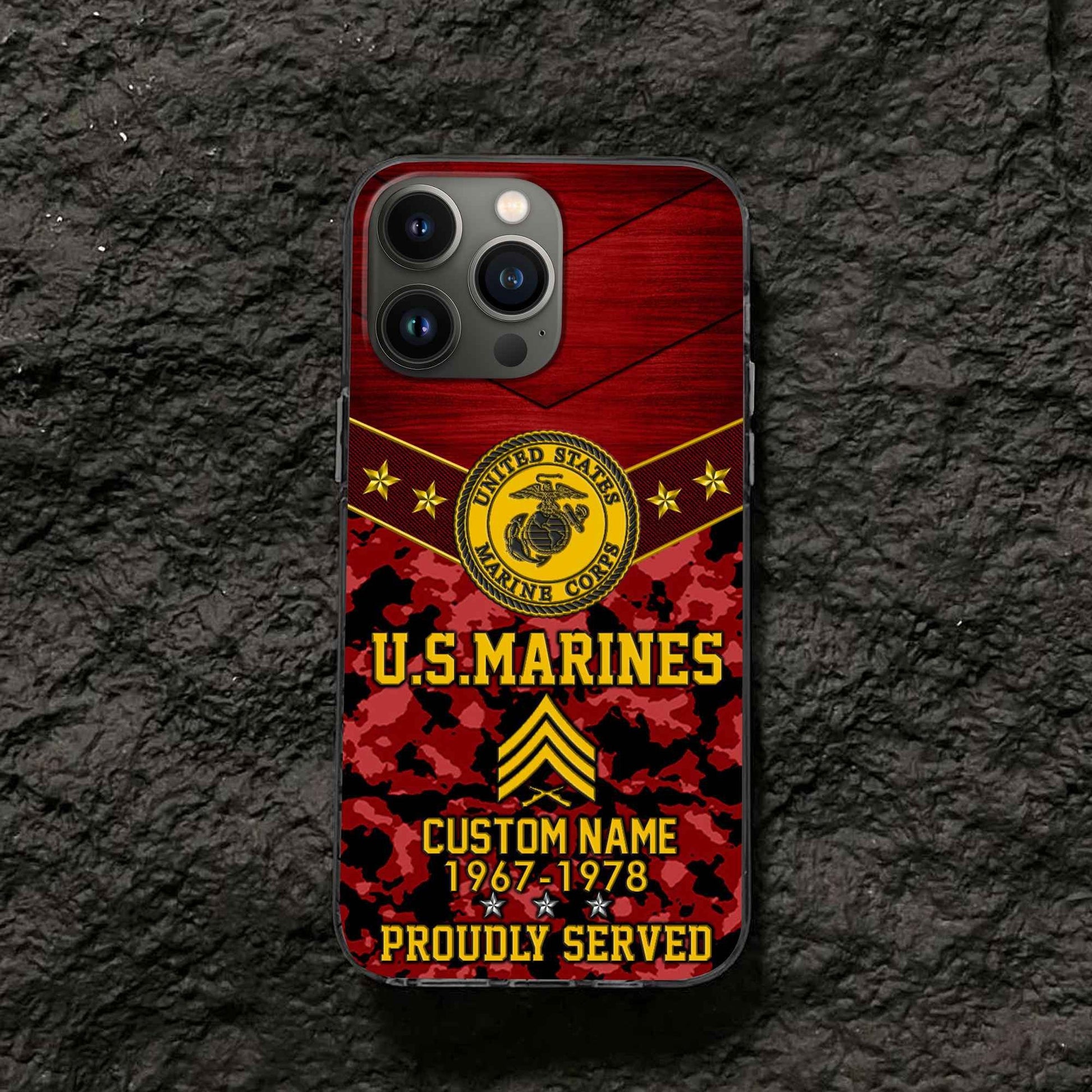 Premium USMC Phone Case VPVC501903, Custom Name, Rank, Year, Gifts For Marine Veteran, Best Gifts On Father's Day, Armed Forces Day, Independence Day, Veterans Day.
