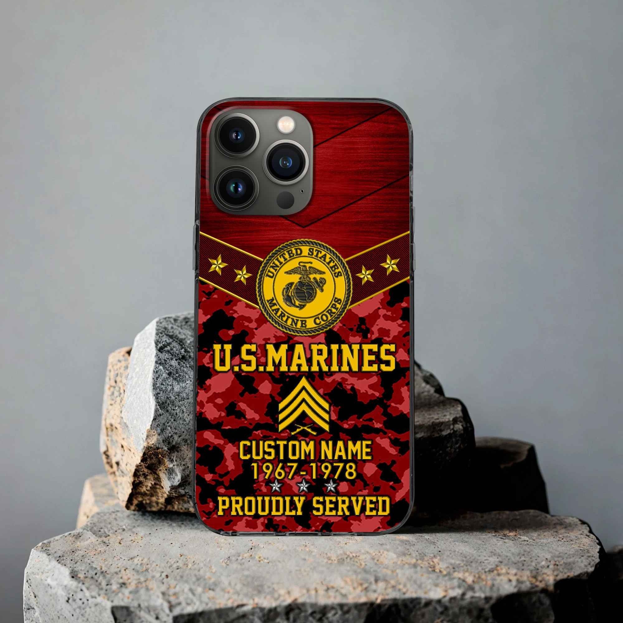 Premium USMC Phone Case VPVC501903, Custom Name, Rank, Year, Gifts For Marine Veteran, Best Gifts On Father's Day, Armed Forces Day, Independence Day, Veterans Day.