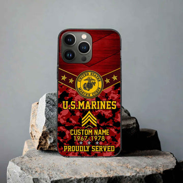 Premium USMC Phone Case VPVC501903, Custom Name, Rank, Year, Gifts For Marine Veteran, Best Gifts On Father's Day, Armed Forces Day, Independence Day, Veterans Day.