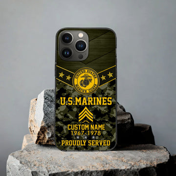 Premium USMC Phone Case VPVC501911, Custom Name, Rank, Year, Gifts For Marine Veteran, Best Gifts On Father's Day, Armed Forces Day, Independence Day, Veterans Day.