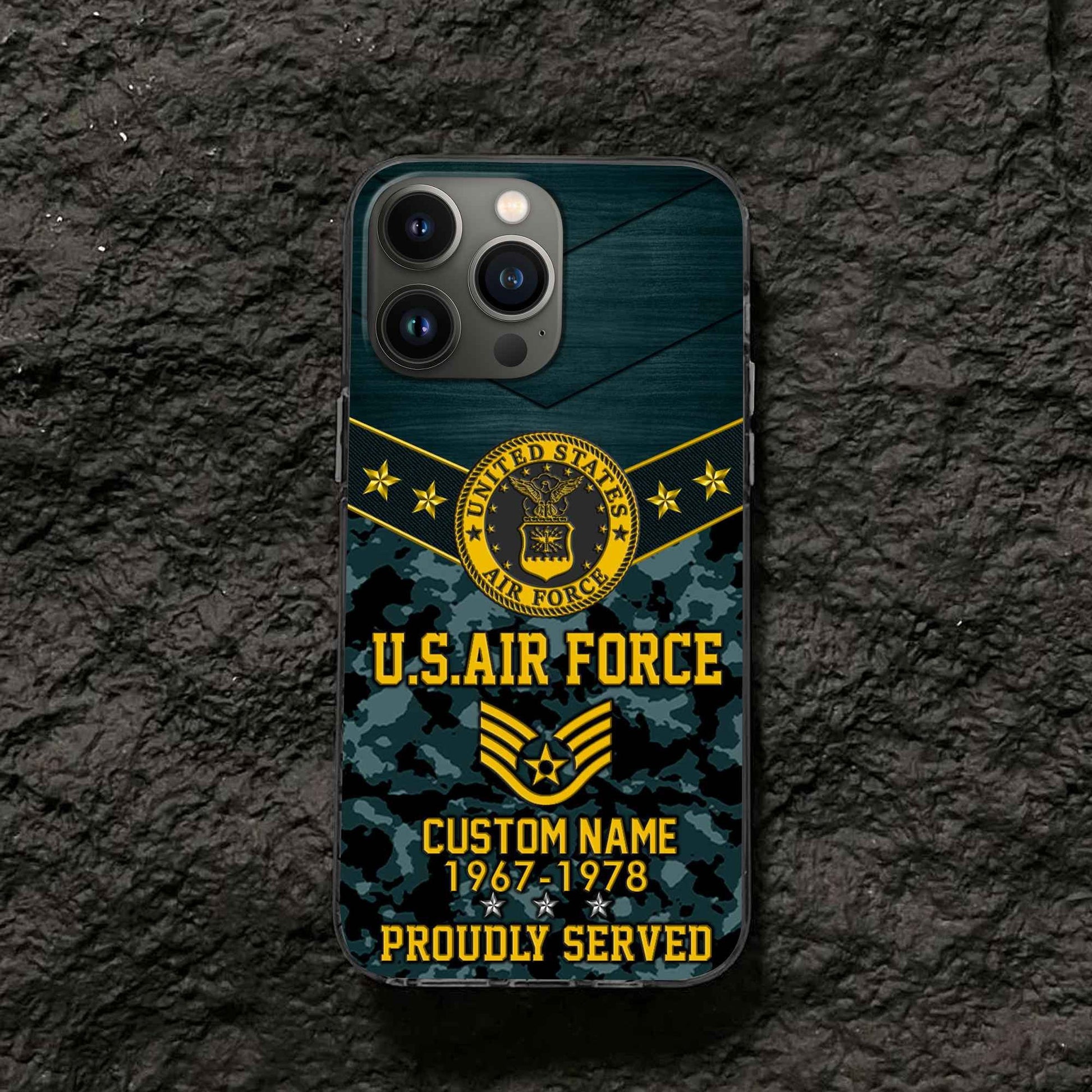 Premium USAF Phone Case VPVC501904, Custom Name, Rank, Year, Gifts For Air Force Veteran, Best Gifts On Father's Day, Armed Forces Day, Independence Day, Veterans Day.
