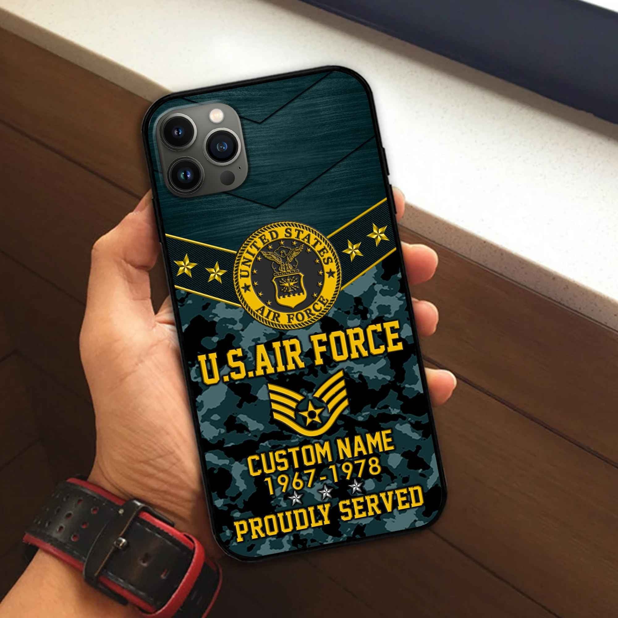 Premium USAF Phone Case VPVC501904, Custom Name, Rank, Year, Gifts For Air Force Veteran, Best Gifts On Father's Day, Armed Forces Day, Independence Day, Veterans Day.