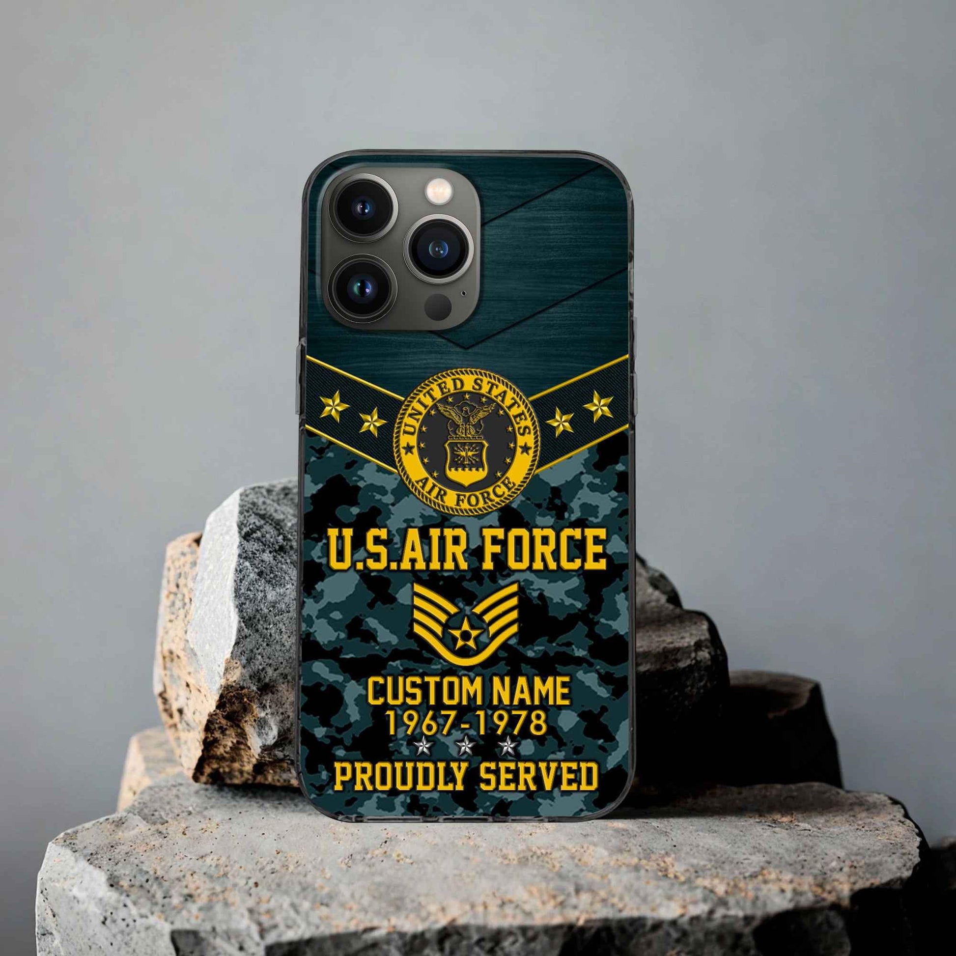 Premium USAF Phone Case VPVC501904, Custom Name, Rank, Year, Gifts For Air Force Veteran, Best Gifts On Father's Day, Armed Forces Day, Independence Day, Veterans Day.