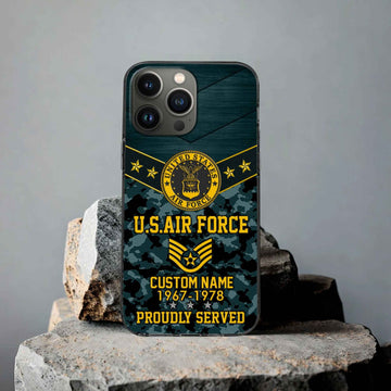 Premium USAF Phone Case VPVC501904, Custom Name, Rank, Year, Gifts For Air Force Veteran, Best Gifts On Father's Day, Armed Forces Day, Independence Day, Veterans Day.