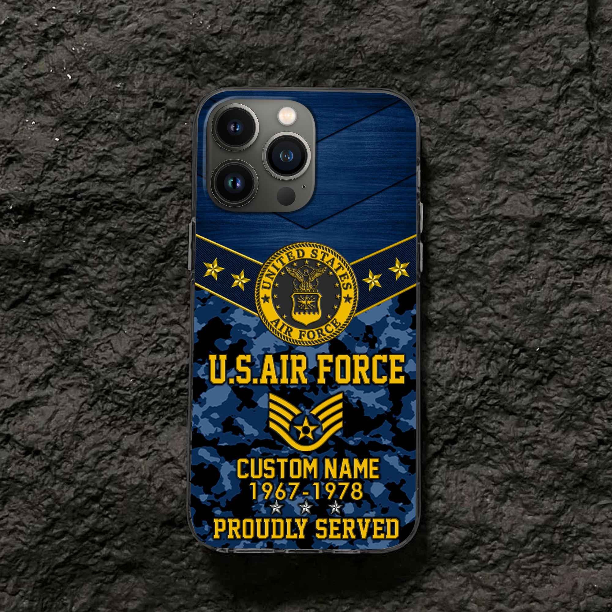 Premium USAF Phone Case VPVC501912, Custom Name, Rank, Year, Gifts For Air Force Veteran, Best Gifts On Father's Day, Armed Forces Day, Independence Day, Veterans Day.