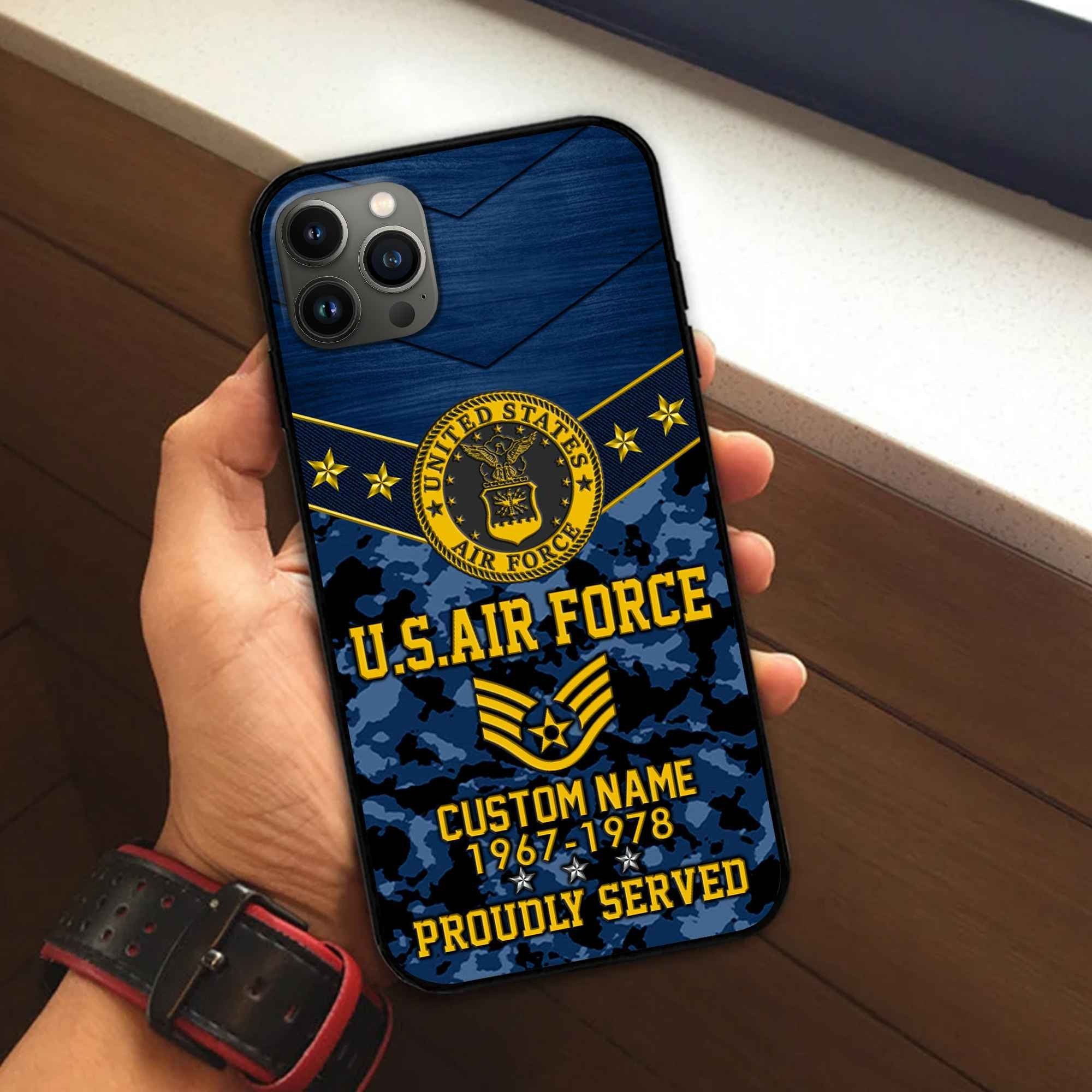 Premium USAF Phone Case VPVC501912, Custom Name, Rank, Year, Gifts For Air Force Veteran, Best Gifts On Father's Day, Armed Forces Day, Independence Day, Veterans Day.