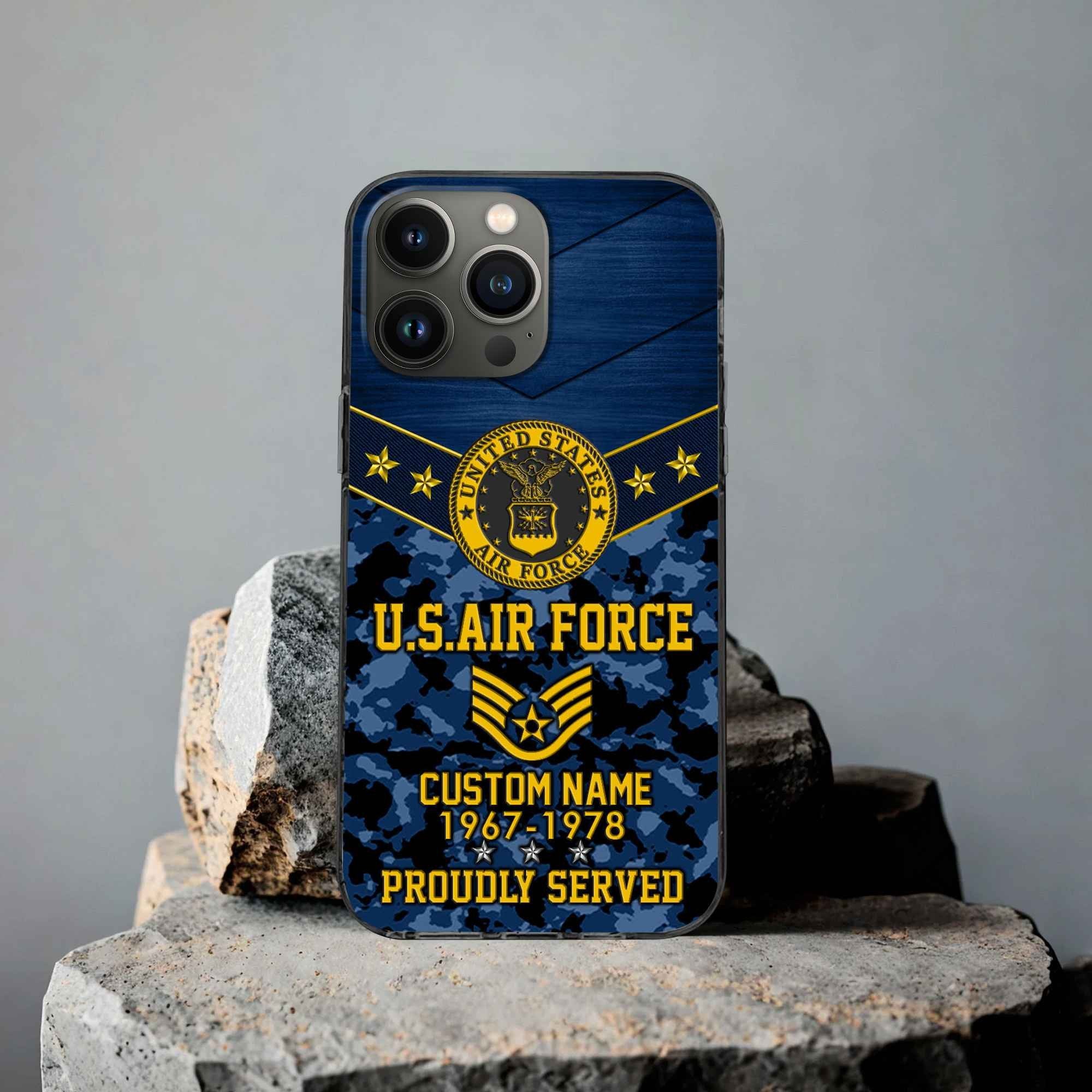 Premium USAF Phone Case VPVC501912, Custom Name, Rank, Year, Gifts For Air Force Veteran, Best Gifts On Father's Day, Armed Forces Day, Independence Day, Veterans Day.