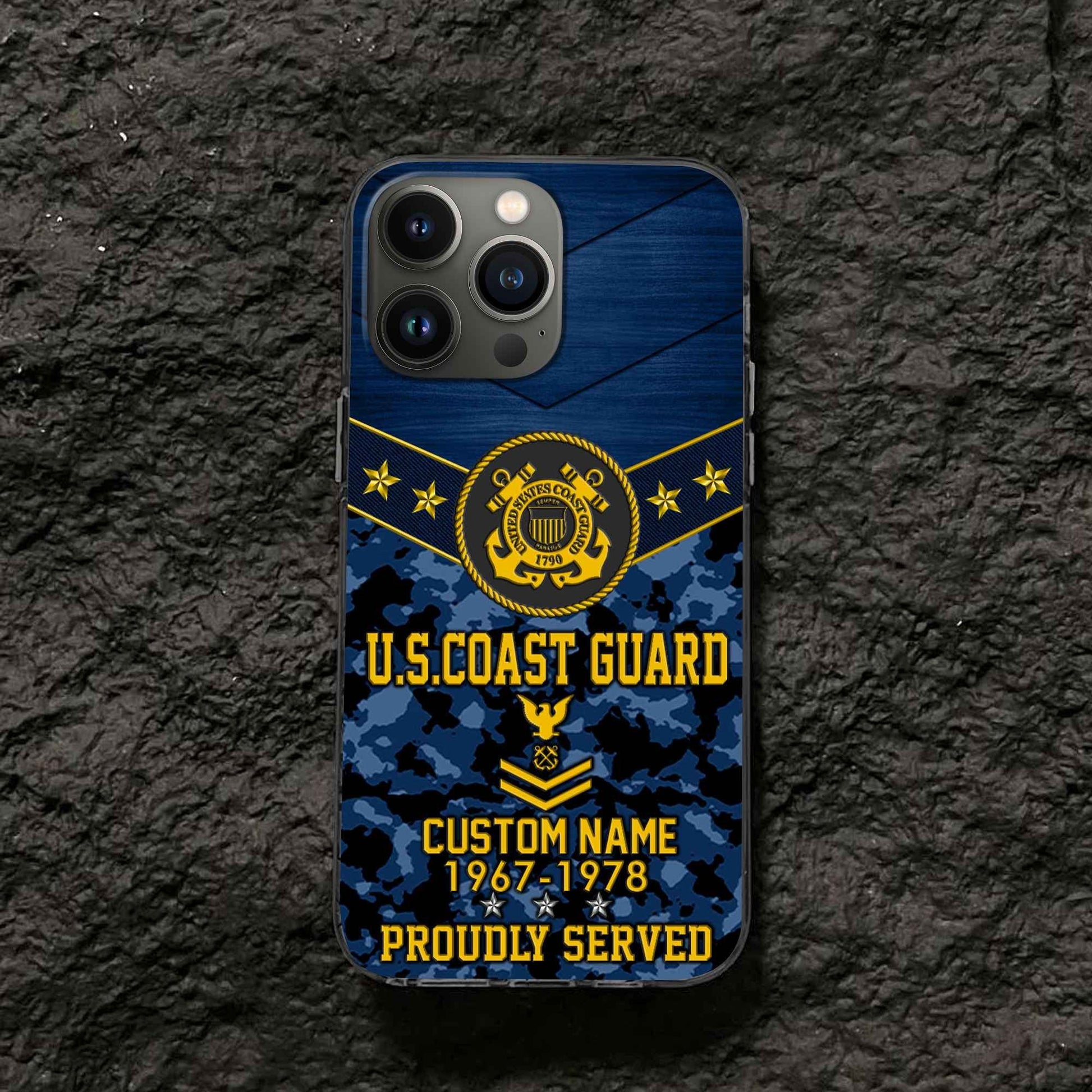 Premium USCG Phone Case VPVC501905, Custom Name, Rank, Year, Gifts For Coast Guard Veteran, Best Gifts On Father's Day, Armed Forces Day, Independence Day, Veterans Day.