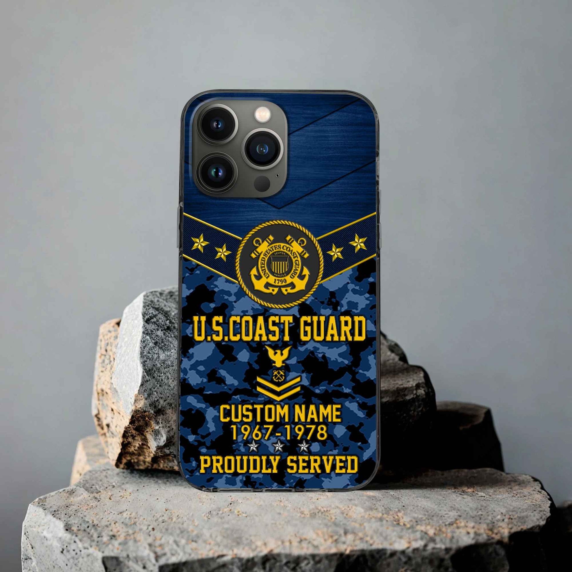 Premium USCG Phone Case VPVC501905, Custom Name, Rank, Year, Gifts For Coast Guard Veteran, Best Gifts On Father's Day, Armed Forces Day, Independence Day, Veterans Day.