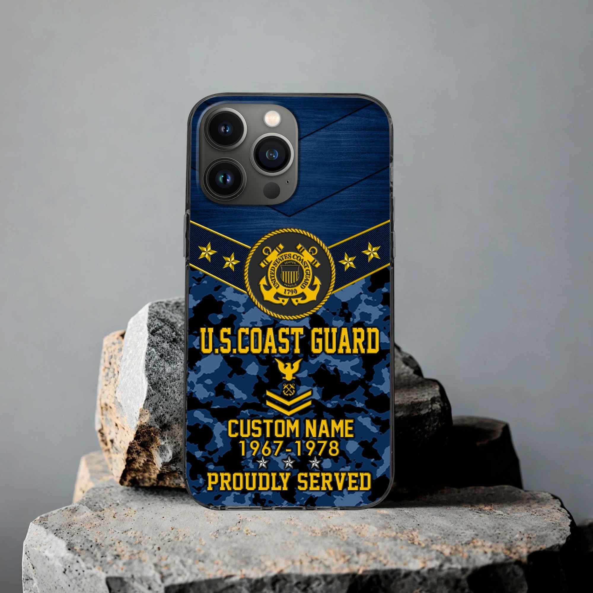 Premium USCG Phone Case VPVC501905, Custom Name, Rank, Year, Gifts For Coast Guard Veteran, Best Gifts On Father's Day, Armed Forces Day, Independence Day, Veterans Day.